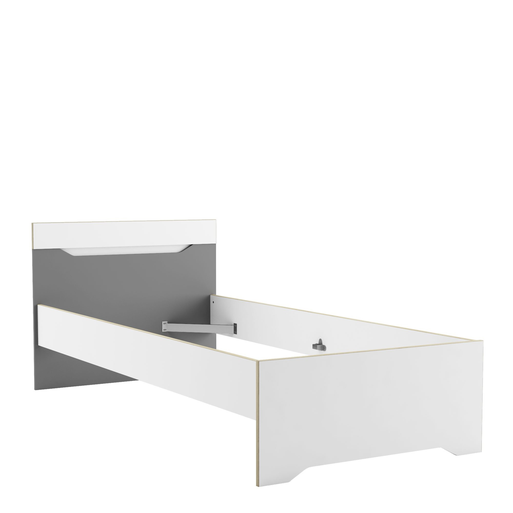 Lit adulte - GENIUS - Blanc et Gris - 90 x 190/200 cm - DEMEYERE