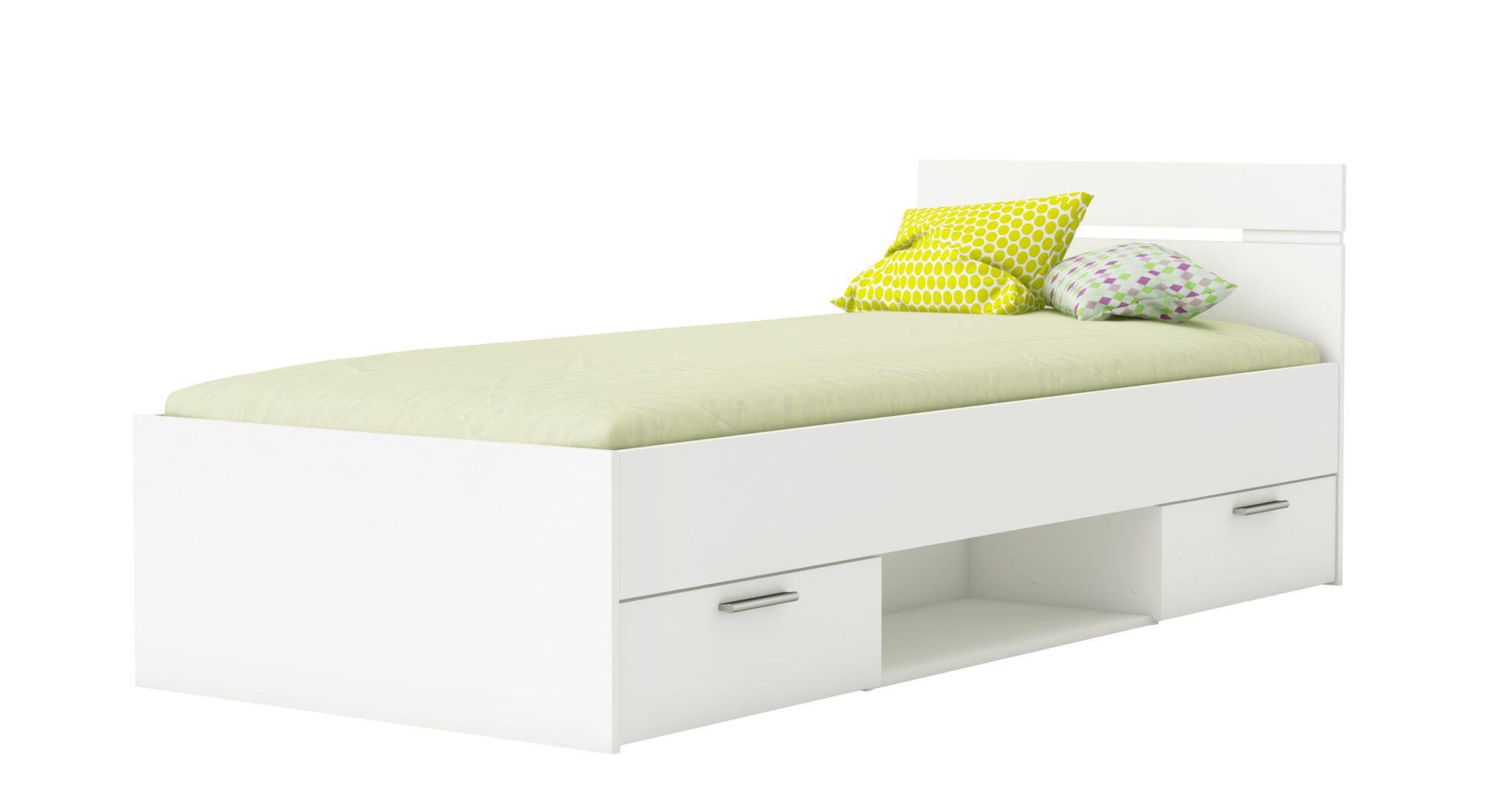 Lit adulte 2 tiroirs - MICHIGAN - Blanc - 90 x 200 cm -  DEMEYERE