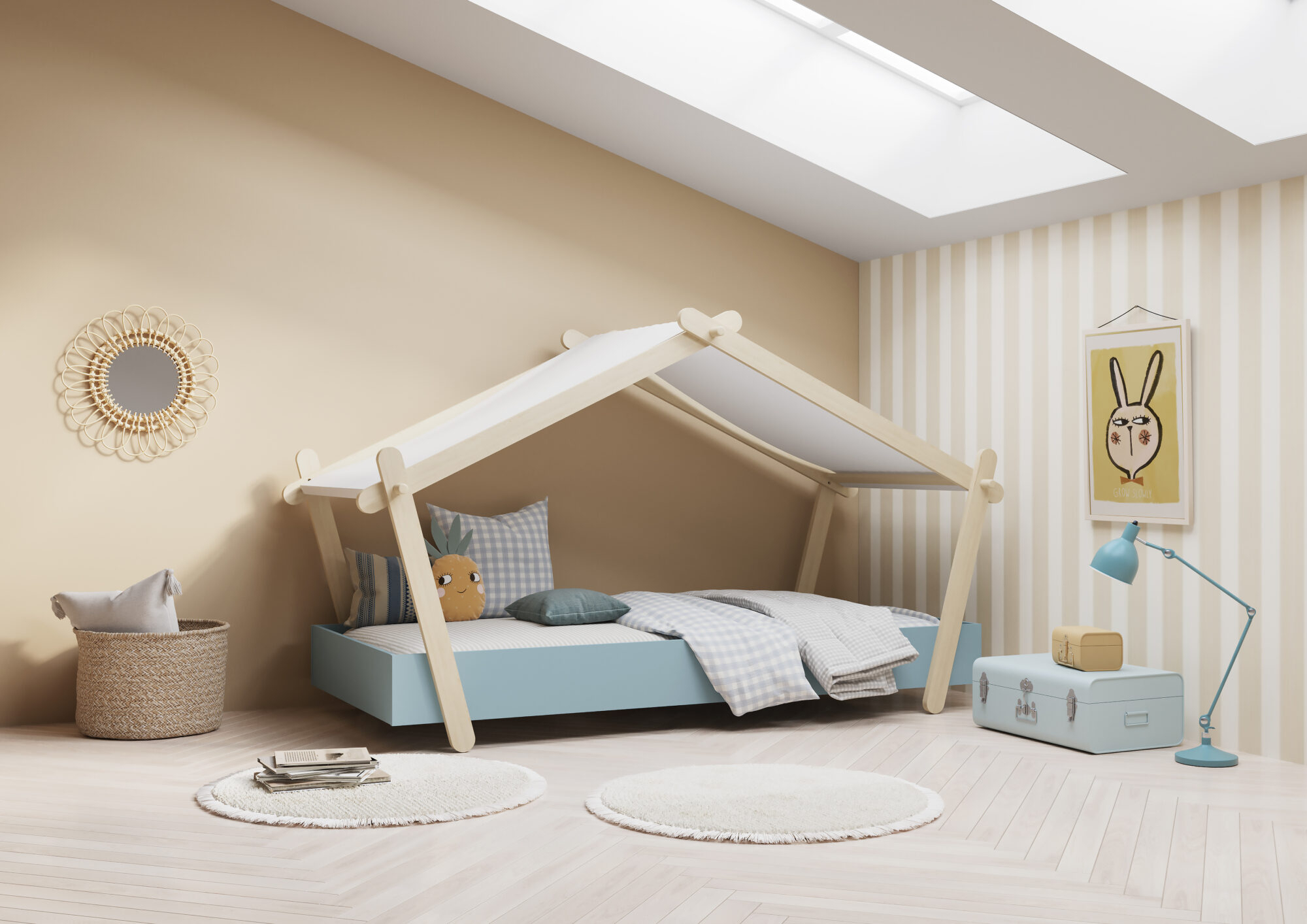 Children's cabin bed - DEMEYERE - Model LODGE - Blue - 90 x 200 cm