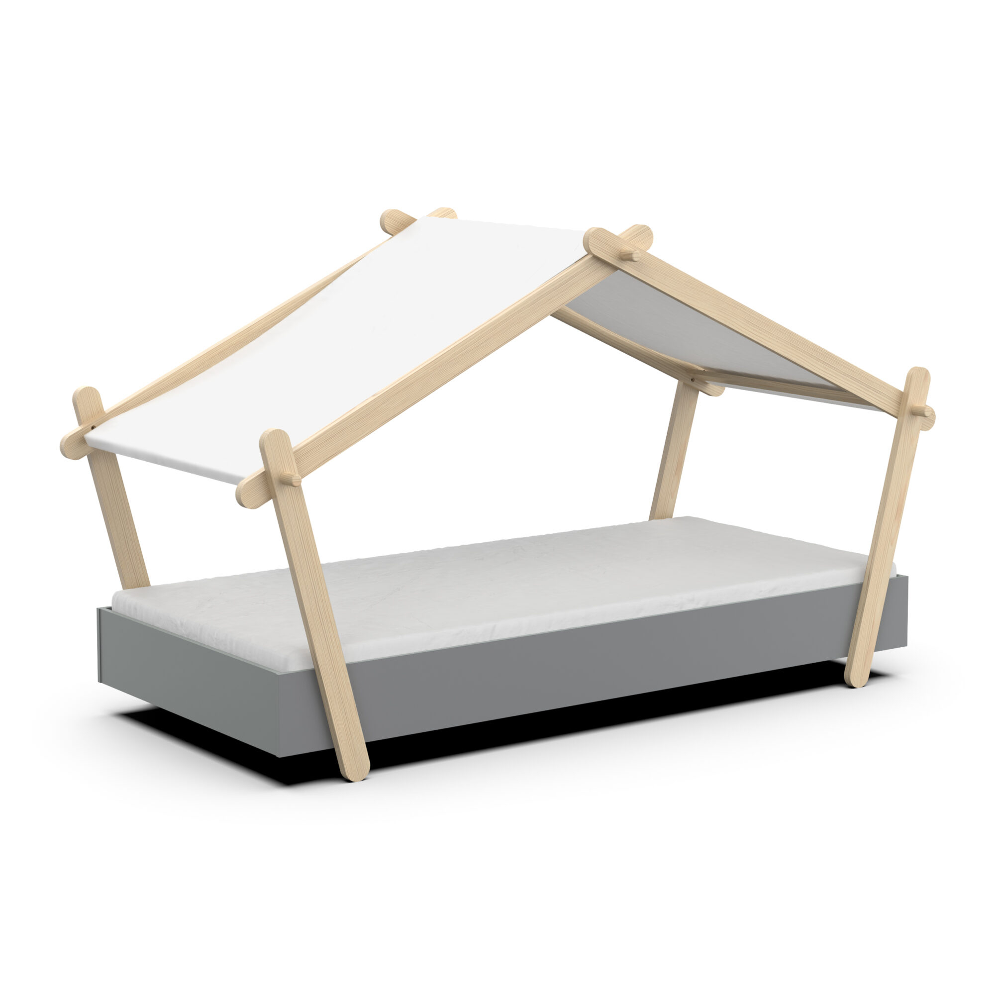 Children's cabin bed - DEMEYERE - Model LODGE - Grey - 90 x 200 cm