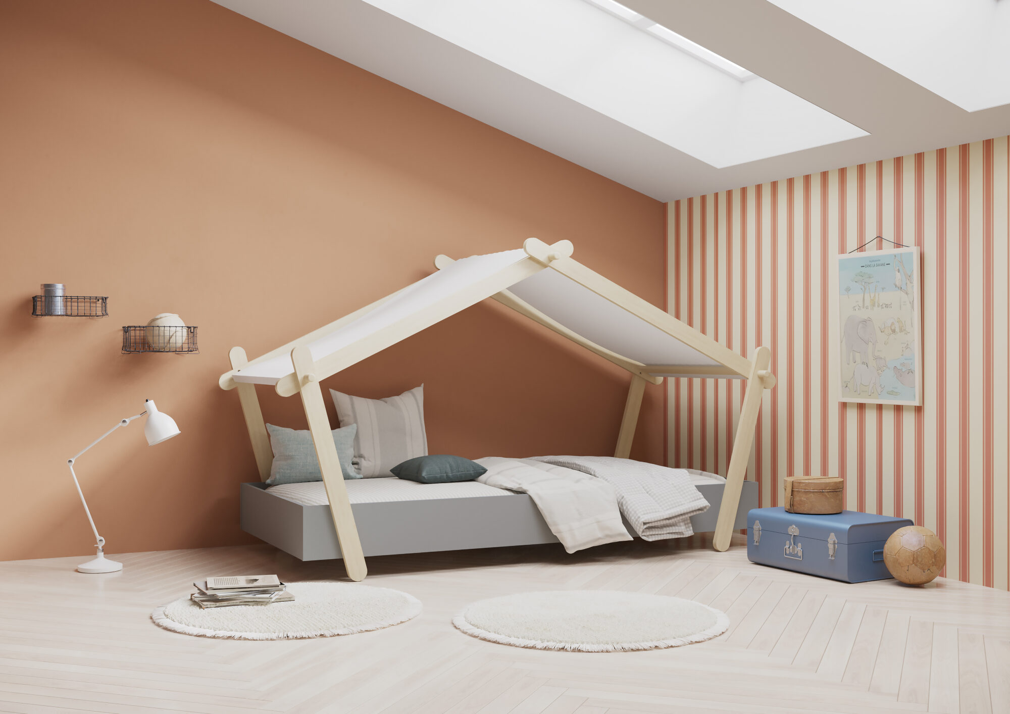 Children's cabin bed - DEMEYERE - Model LODGE - Grey - 90 x 200 cm