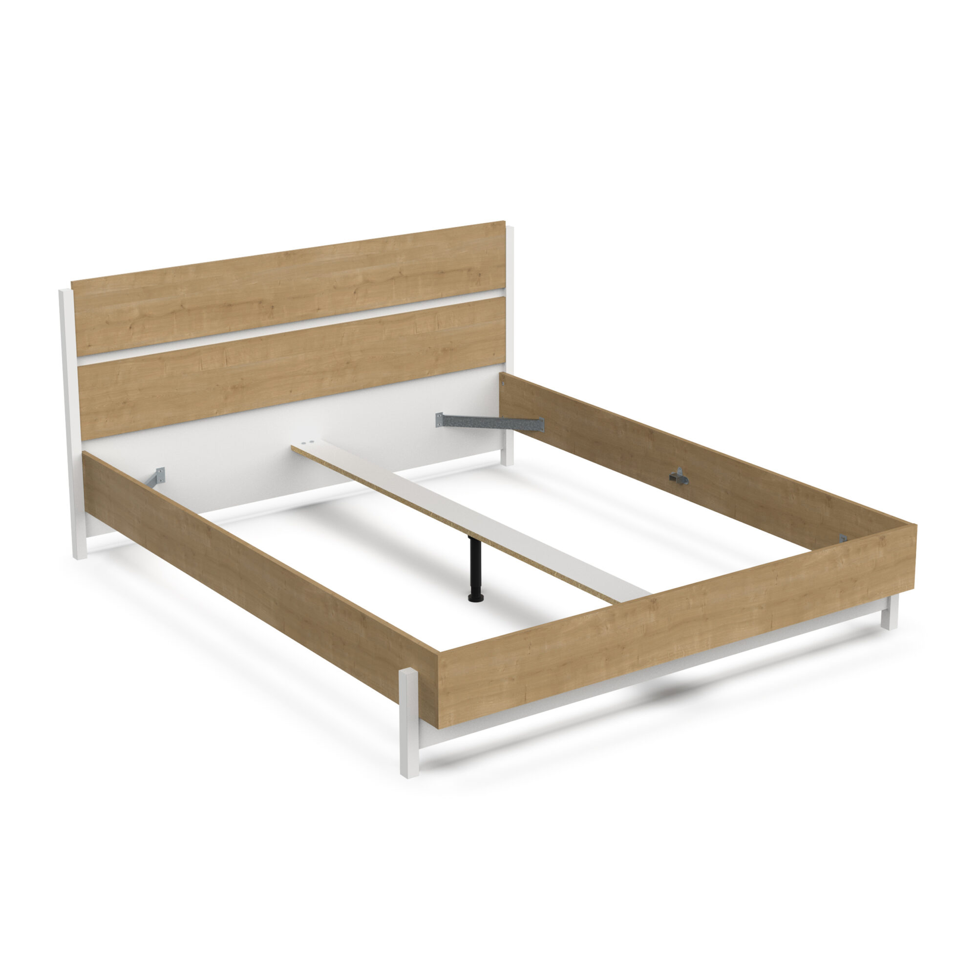 Bed voor volwassenen - DEMEYERE - Model CRAFT - Eik en Wit - 160 x 200 cm