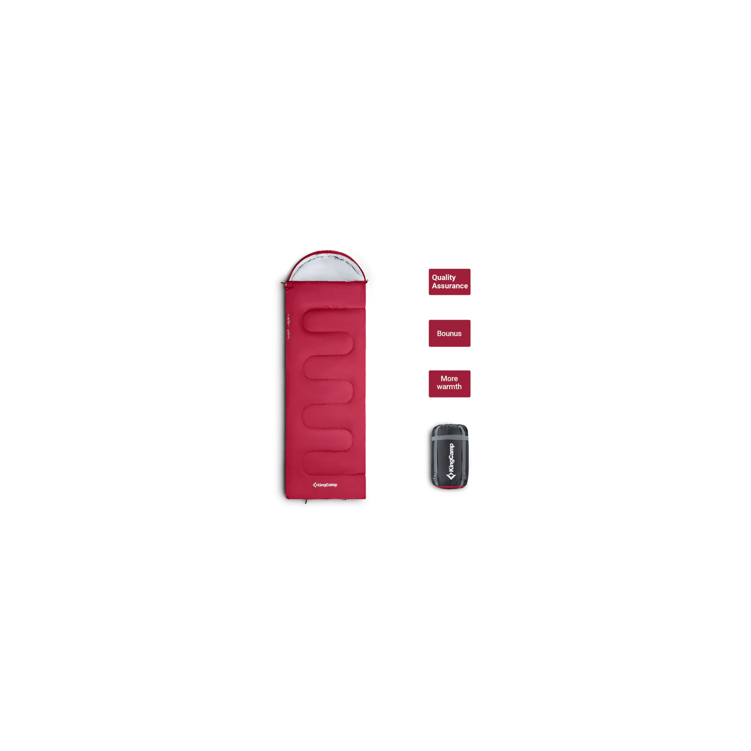 Kingcamp Slaapzak - - Model Oasis 250 - Rood - 190 x 75 cm