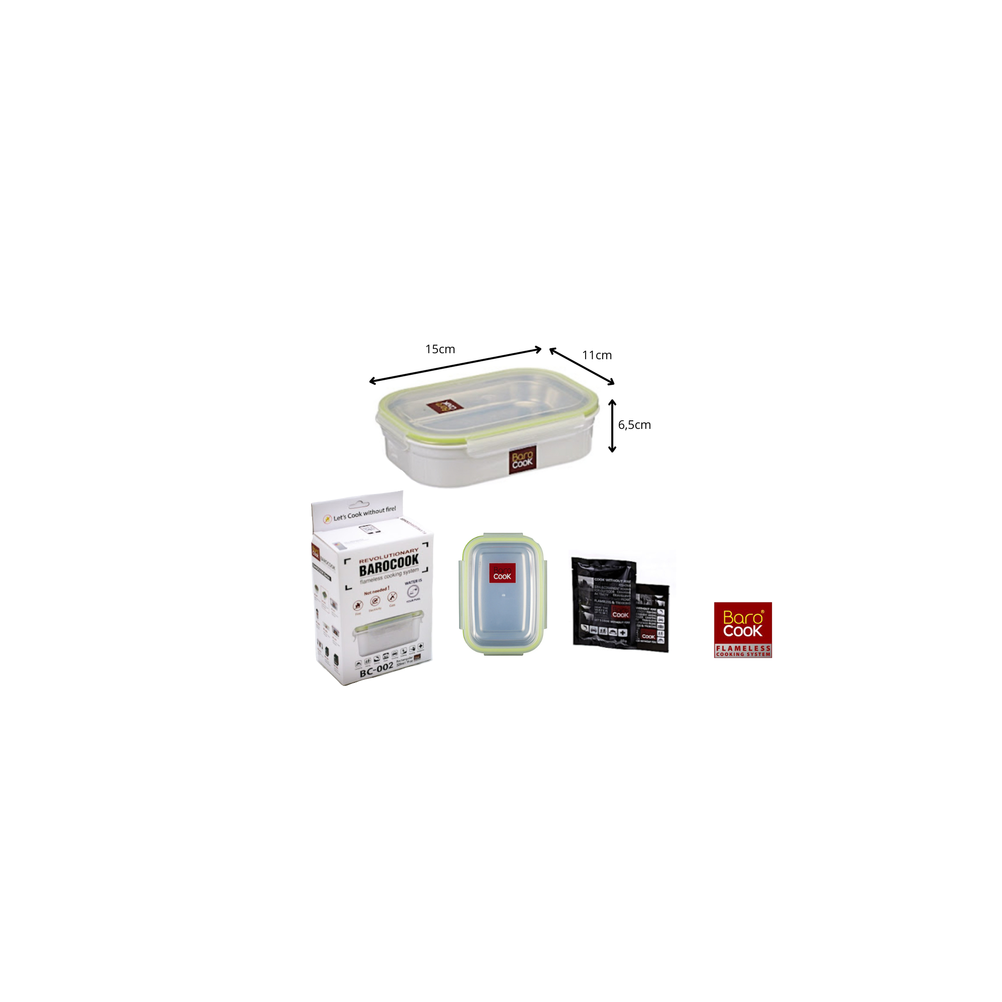 Zelfverhittende rechthoekige voedselcontainer - Barocook - Inhoud : 320 ml