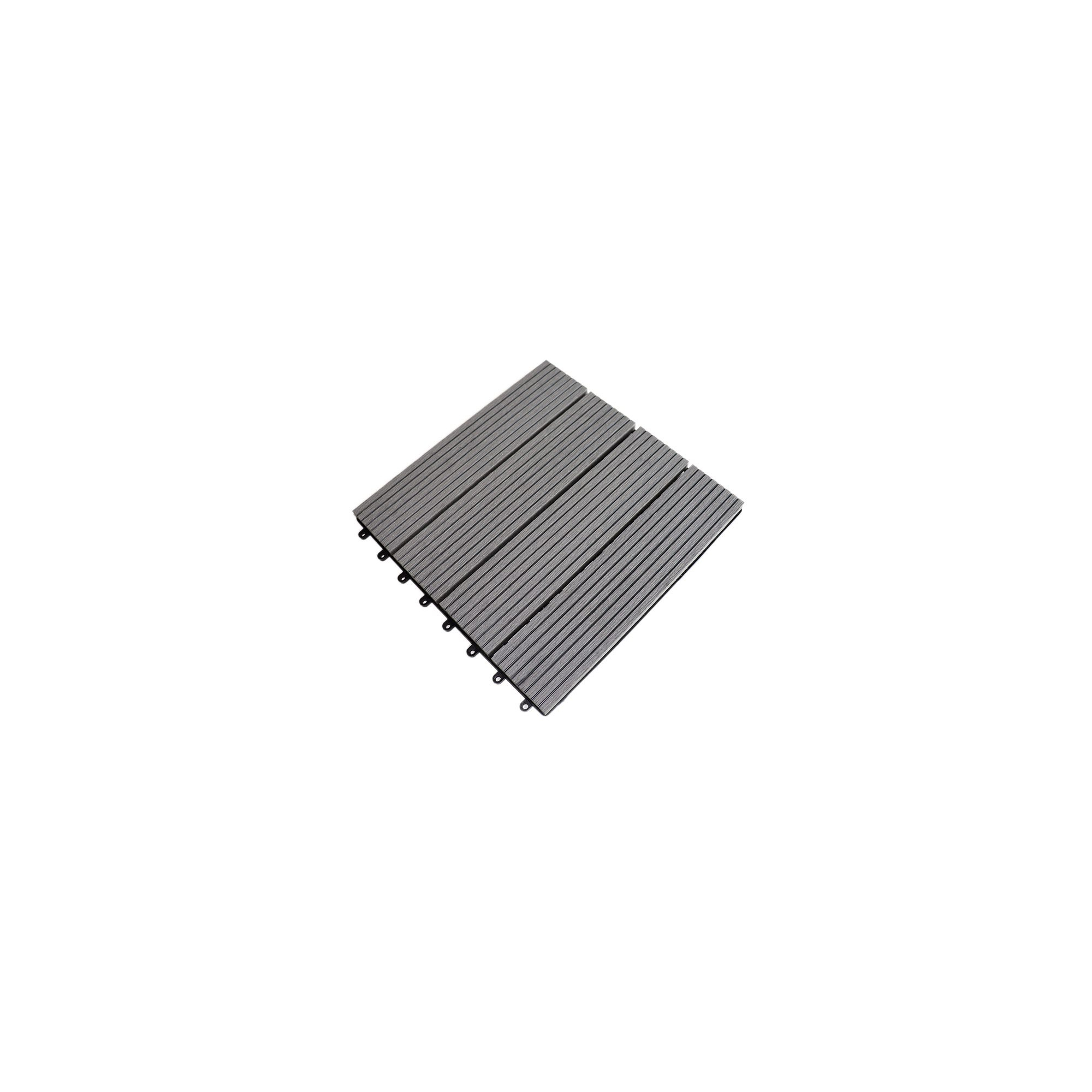 Lot de 10 dalles de jardin d'aménagement extérieur - Gris - 30 x 30 x 2 cm - Surface totale : 0.9 m