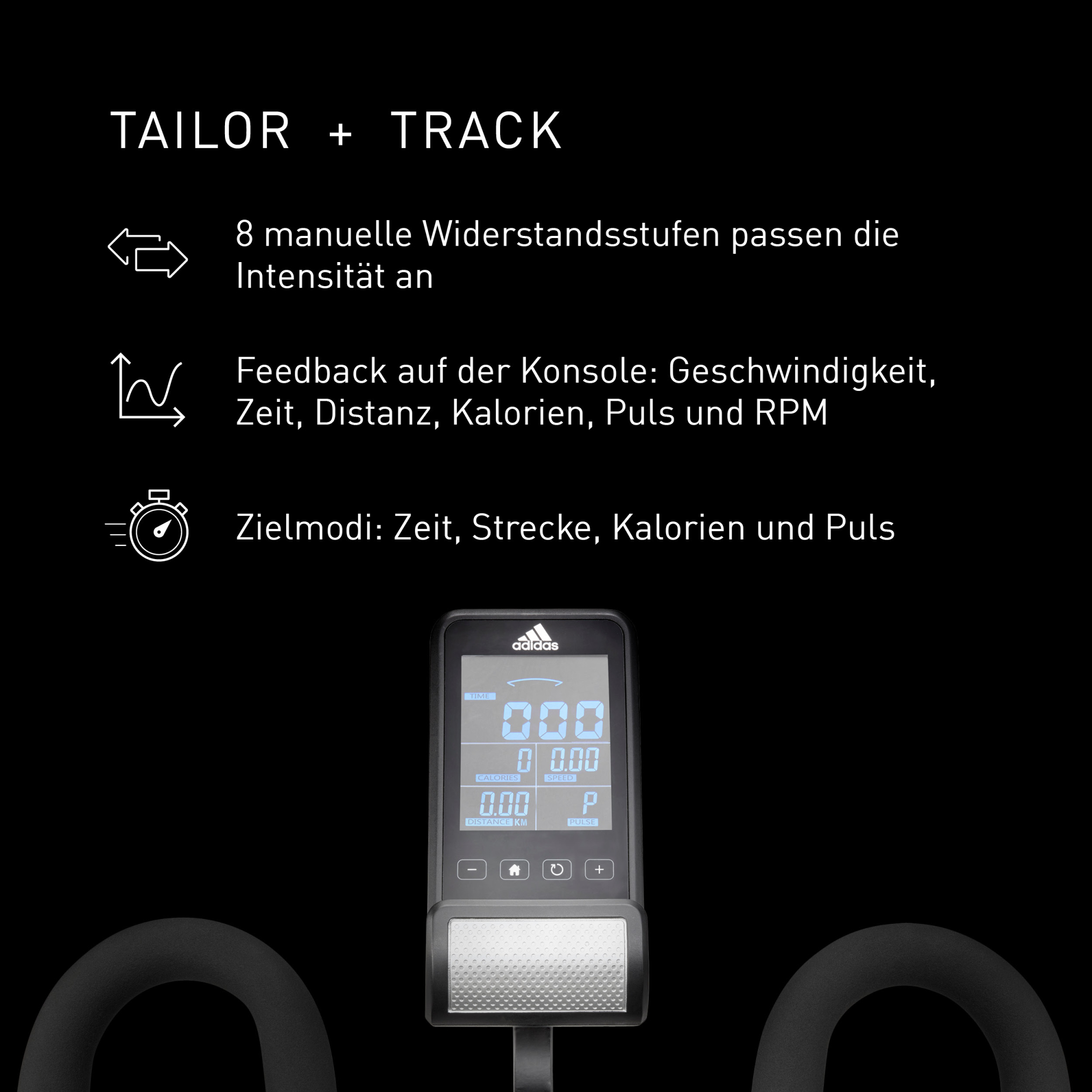 Adidas Ergometer fitnessfiets - - Thuis/Appartement - Model C-21x - Traagheidswiel 16 KG - LED-scherm