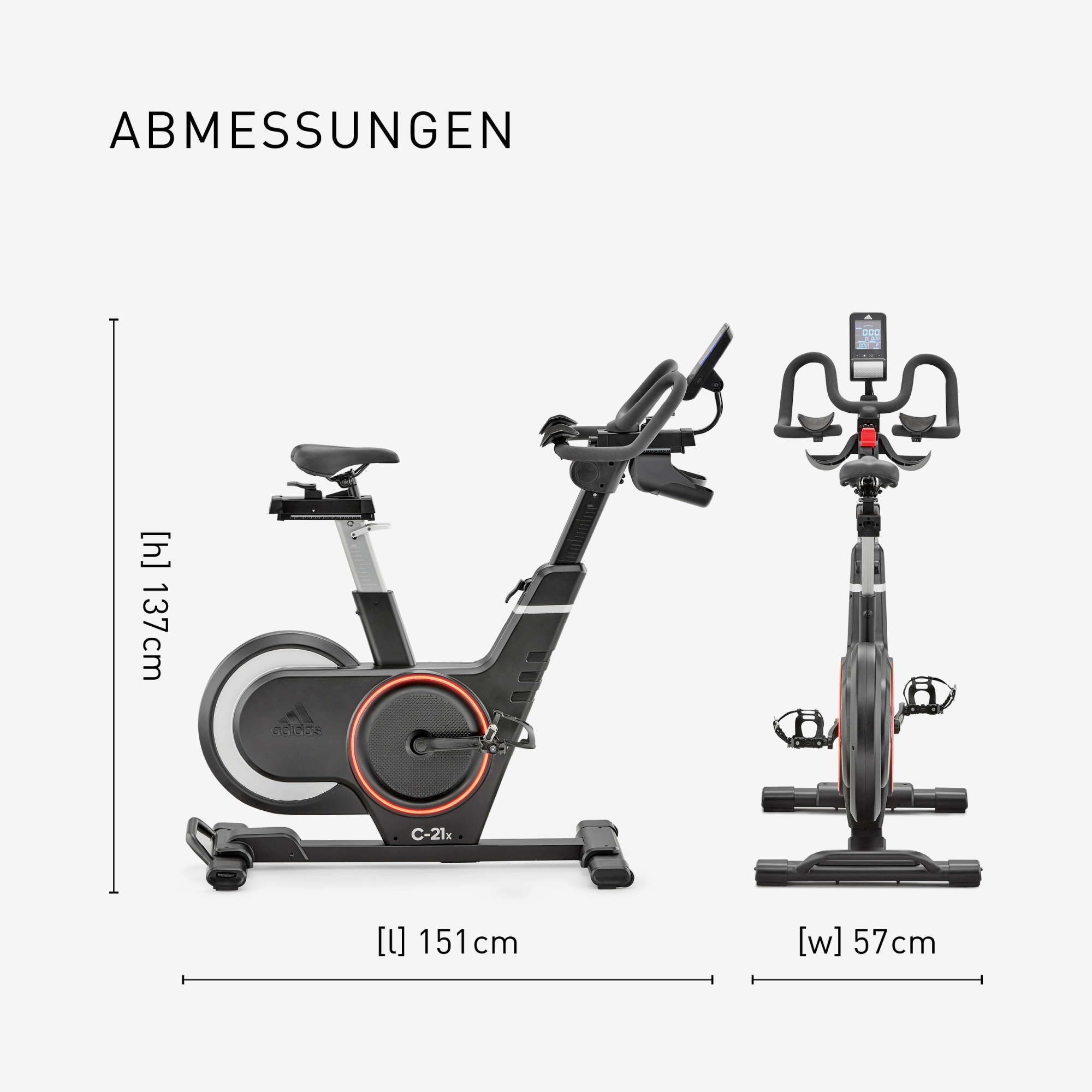 Adidas Ergometer fitnessfiets - - Thuis/Appartement - Model C-21x - Traagheidswiel 16 KG - LED-scherm