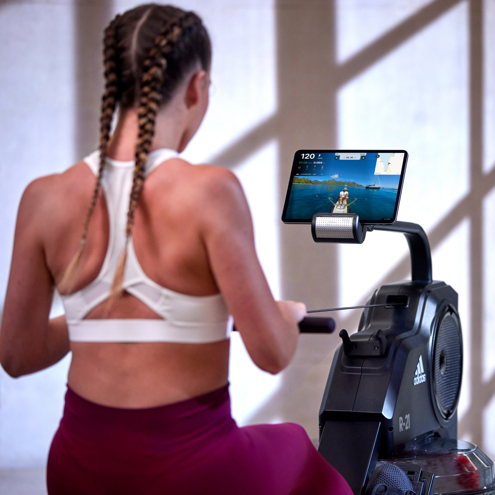 Rameur de Fitness à Eau - Adidas - Modèle R-21 - Maison/Appartement - Ecran LED - 7 niveaux d'eau
