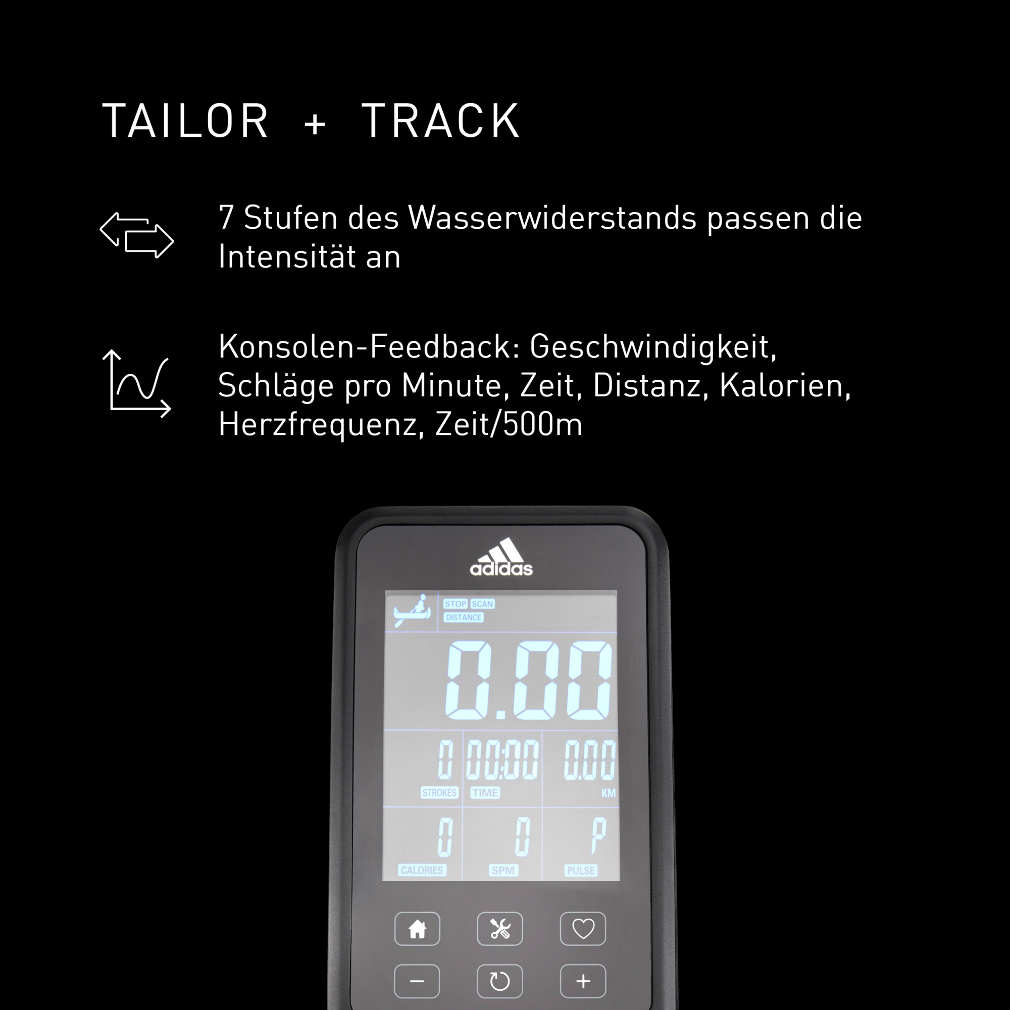 Rameur de Fitness à Eau - Adidas - Modèle R-21 - Maison/Appartement - Ecran LED - 7 niveaux d'eau