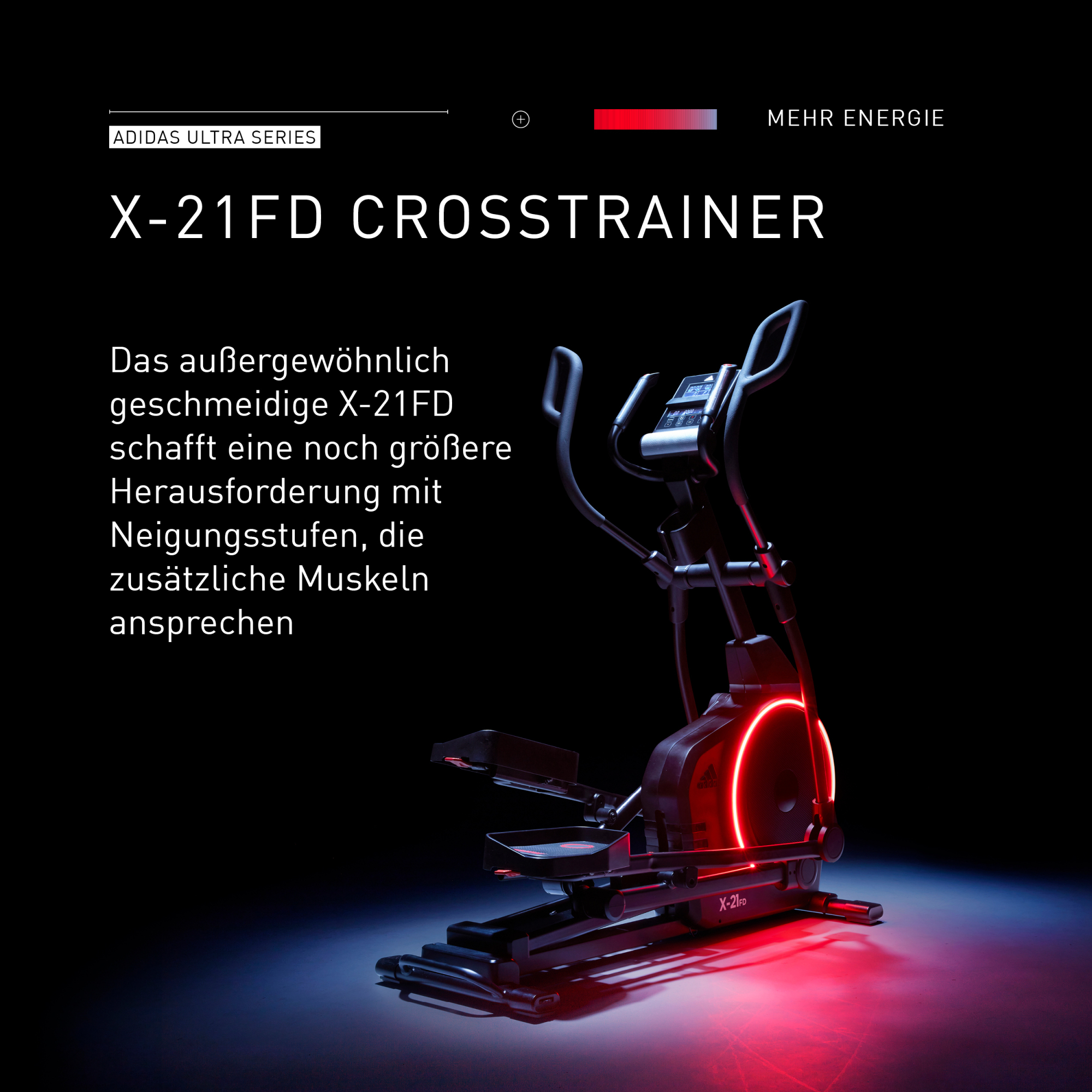 Adidas Elliptische Ergometer fitnessfiets - - Thuis/Appartement - Model X-21FD BT - Traagheidswiel 12 KG - LCD-scherm