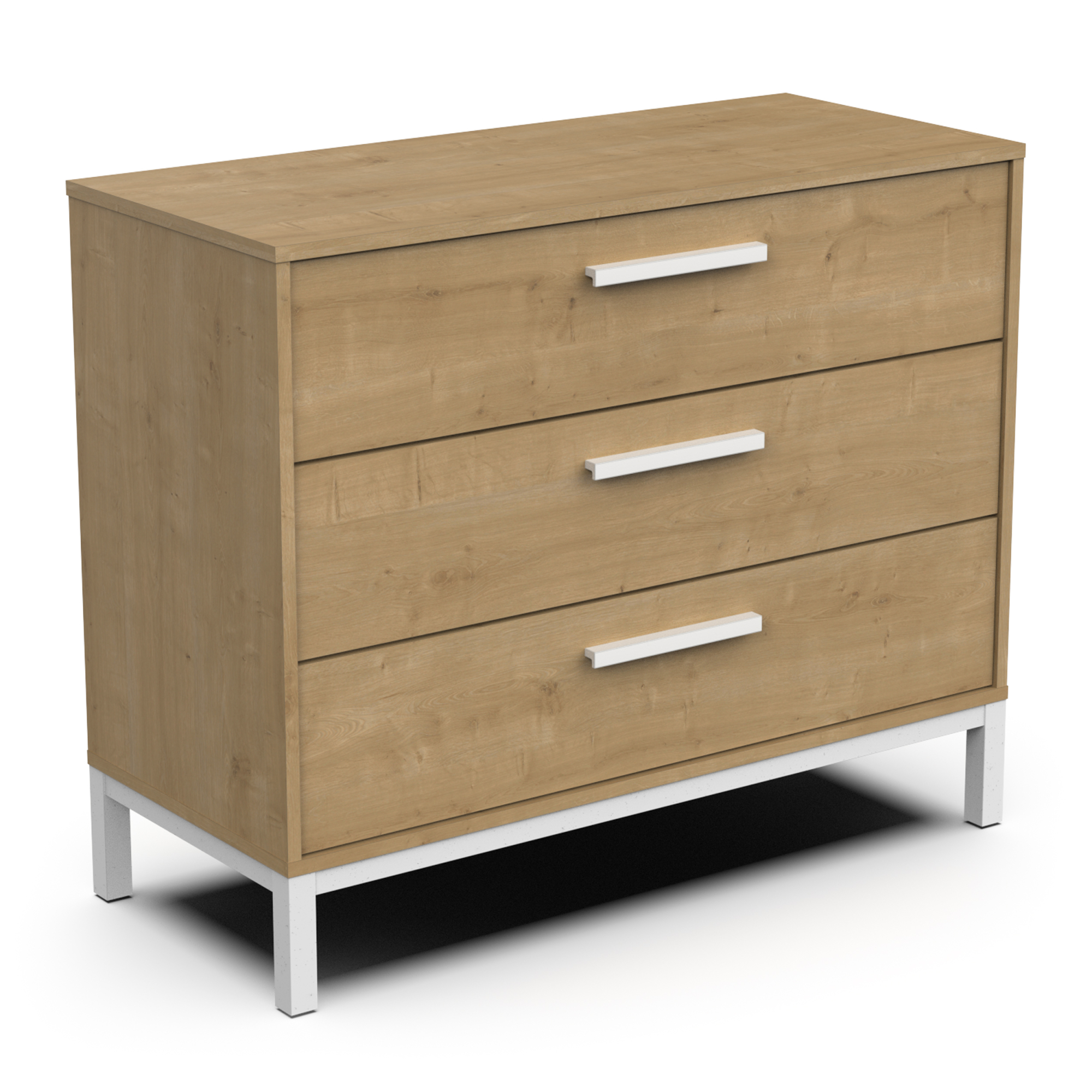 Commode met 3 laden - DEMEYERE - CRAFT model - Hamilton en Wit papier - 90,7 x 39,6 x 74,6 cm