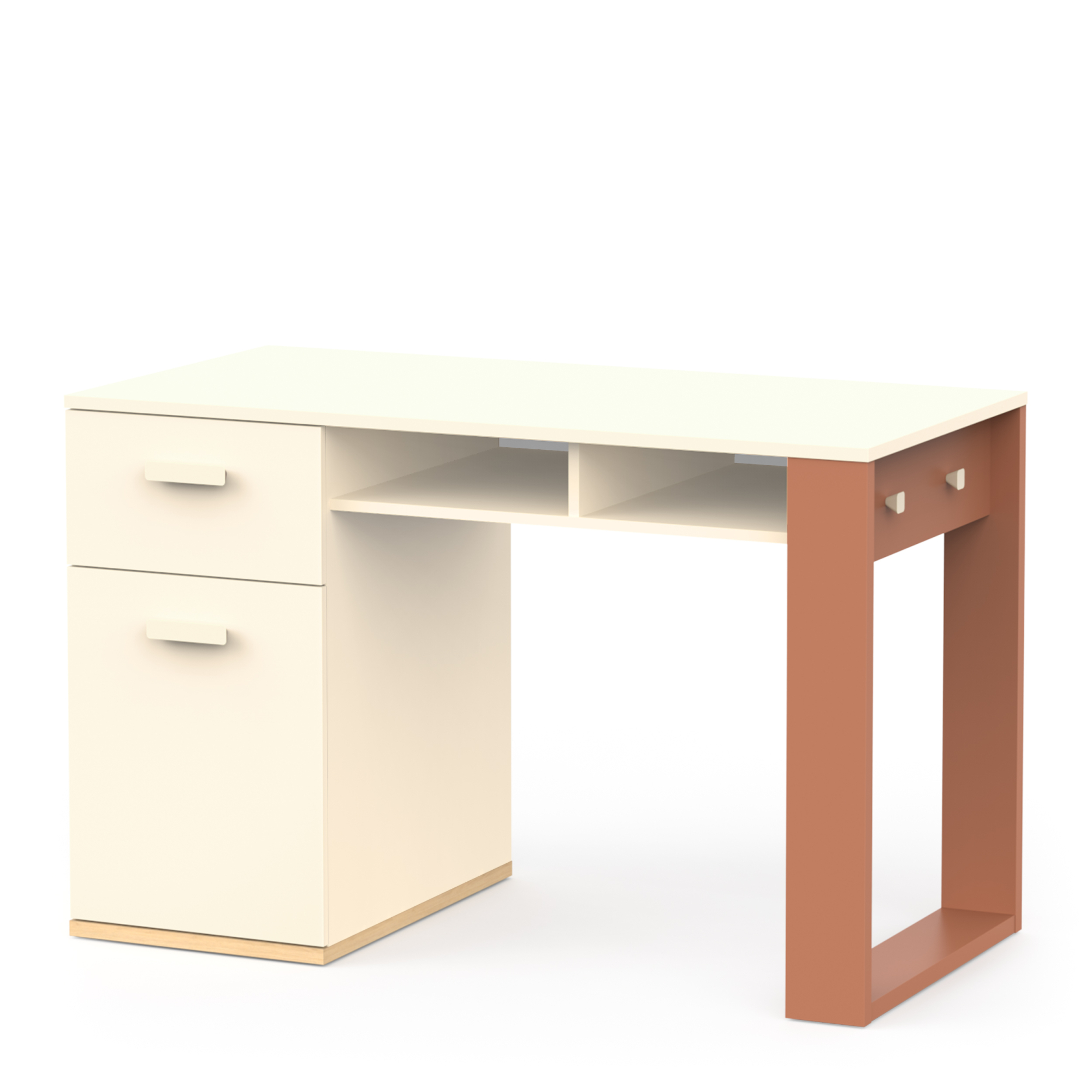 Bureau 1 porte 1 tiroir 2 niches - DEMEYERE - Modèle CAMILLIA - Beige - 120 x 59,8 x 76,5 cm