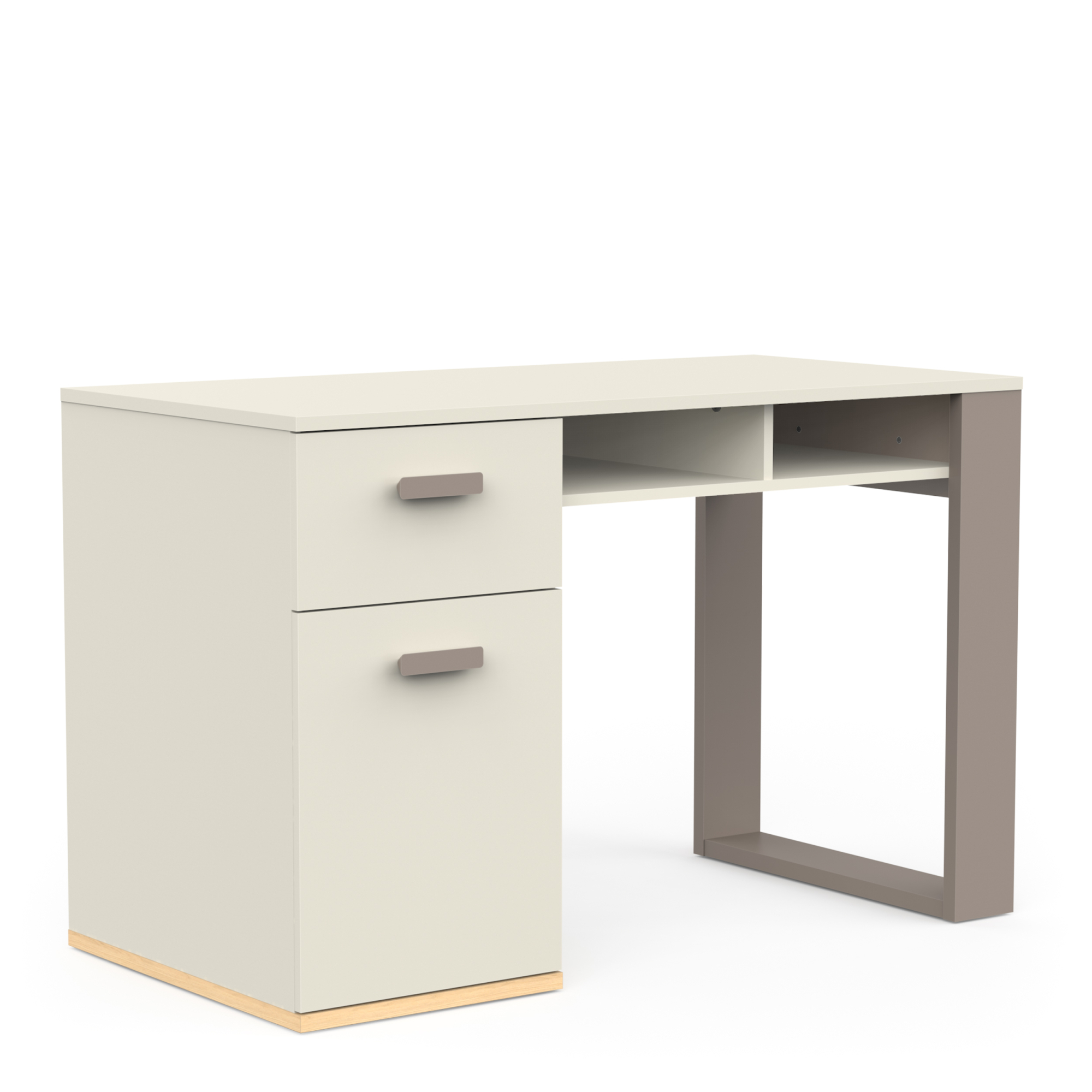 Bureau 1 deur 1 lade 2 nissen - DEMEYERE - Model CAMILLIA - Grijs - 120 x 59.8 x 76.5 cm