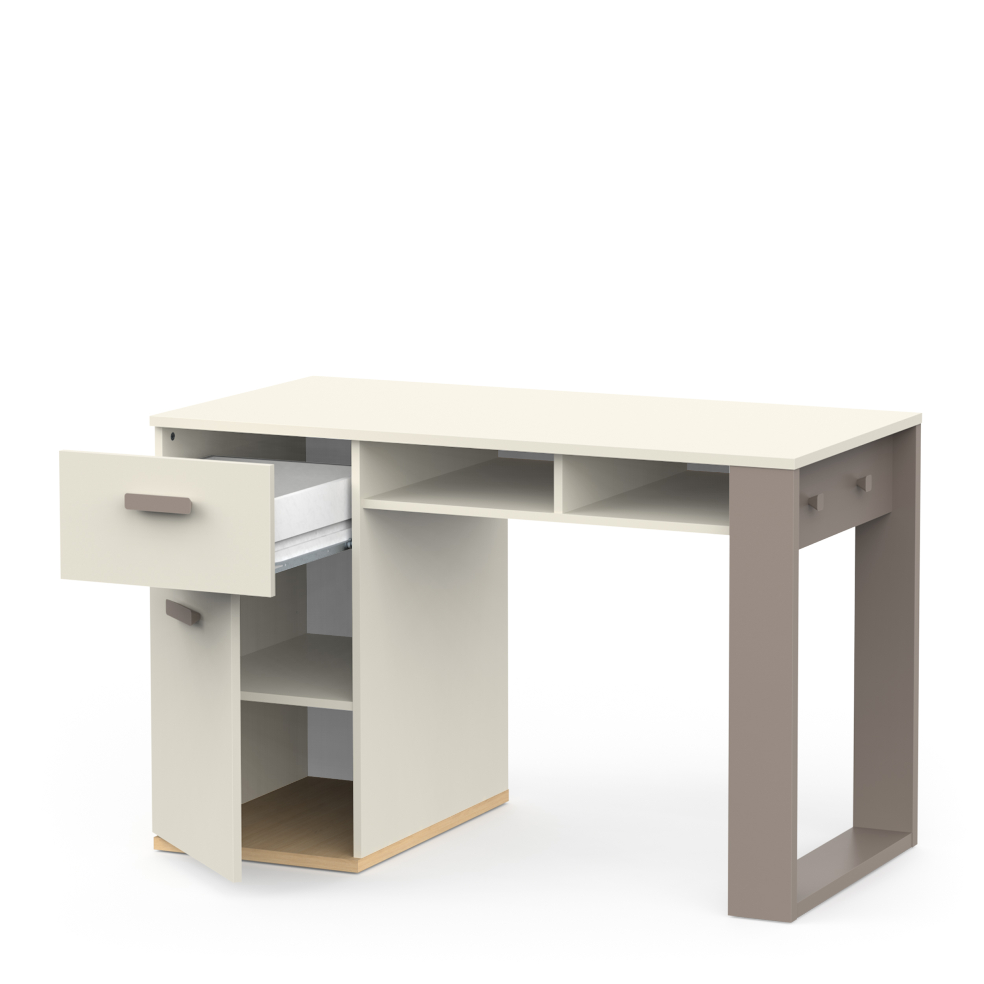 Bureau 1 deur 1 lade 2 nissen - DEMEYERE - Model CAMILLIA - Grijs - 120 x 59.8 x 76.5 cm