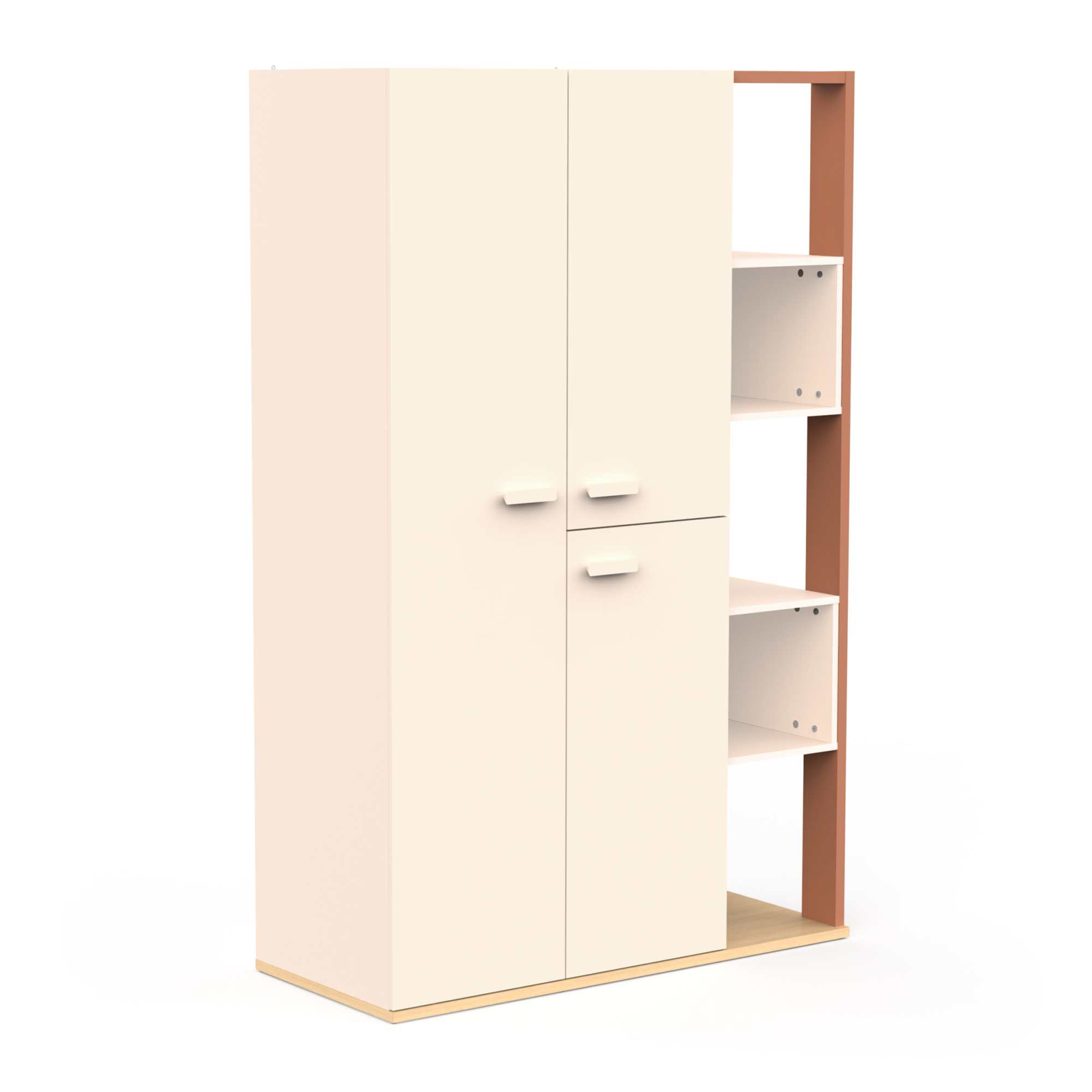 3-deurs kast met 5 nissen - DEMEYERE - Model CAMILLIA - Beige - 119,7 x 51,5 x 186,9 cm