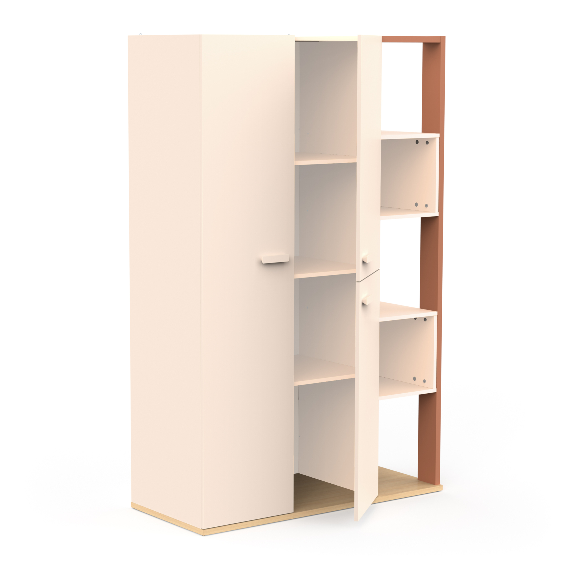 3-deurs kast met 5 nissen - DEMEYERE - Model CAMILLIA - Beige - 119,7 x 51,5 x 186,9 cm