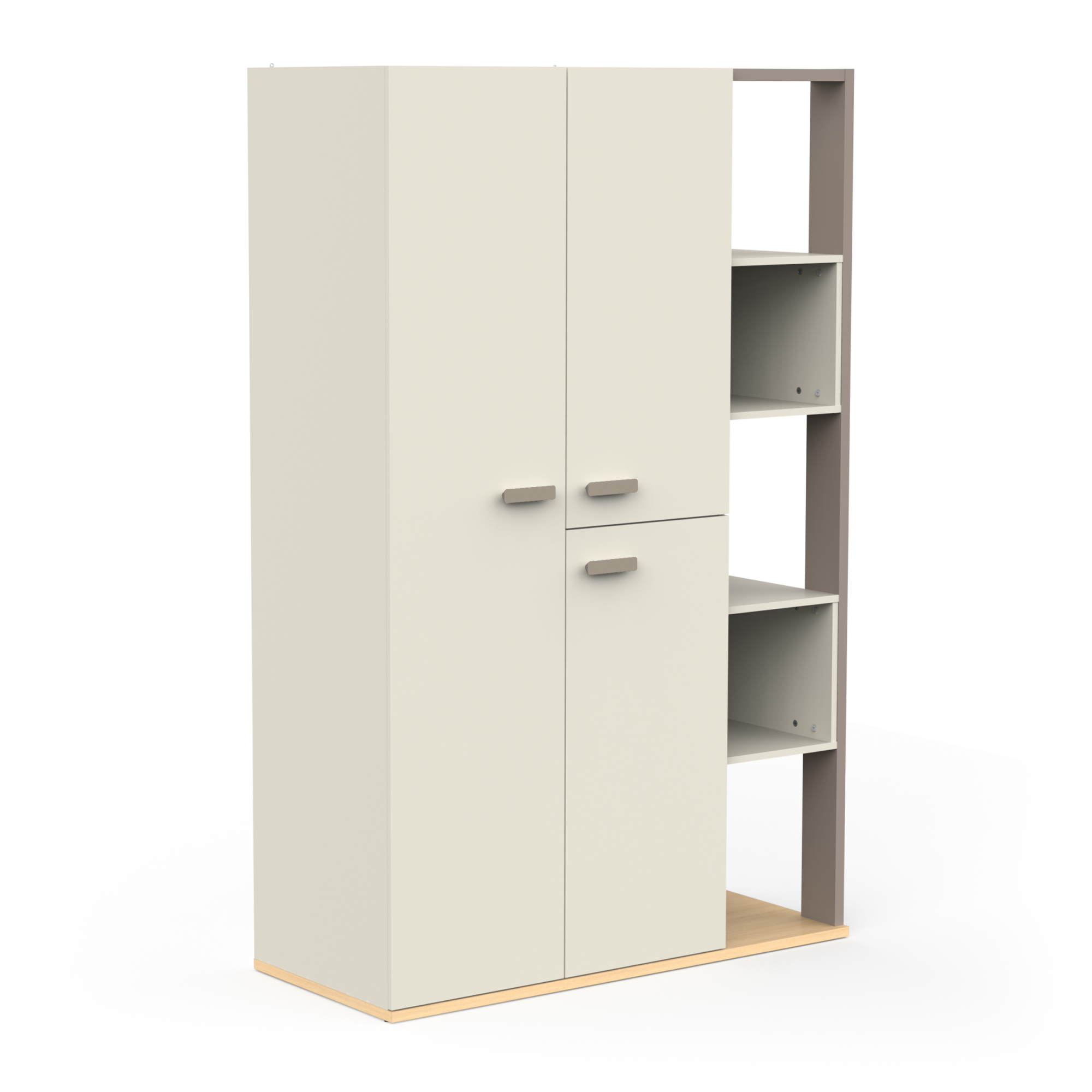 Wardrobe 3 doors 5 niches - DEMEYERE - Model CAMILLIA - Grey - 119.7 x 51.5 x 186.9 cm