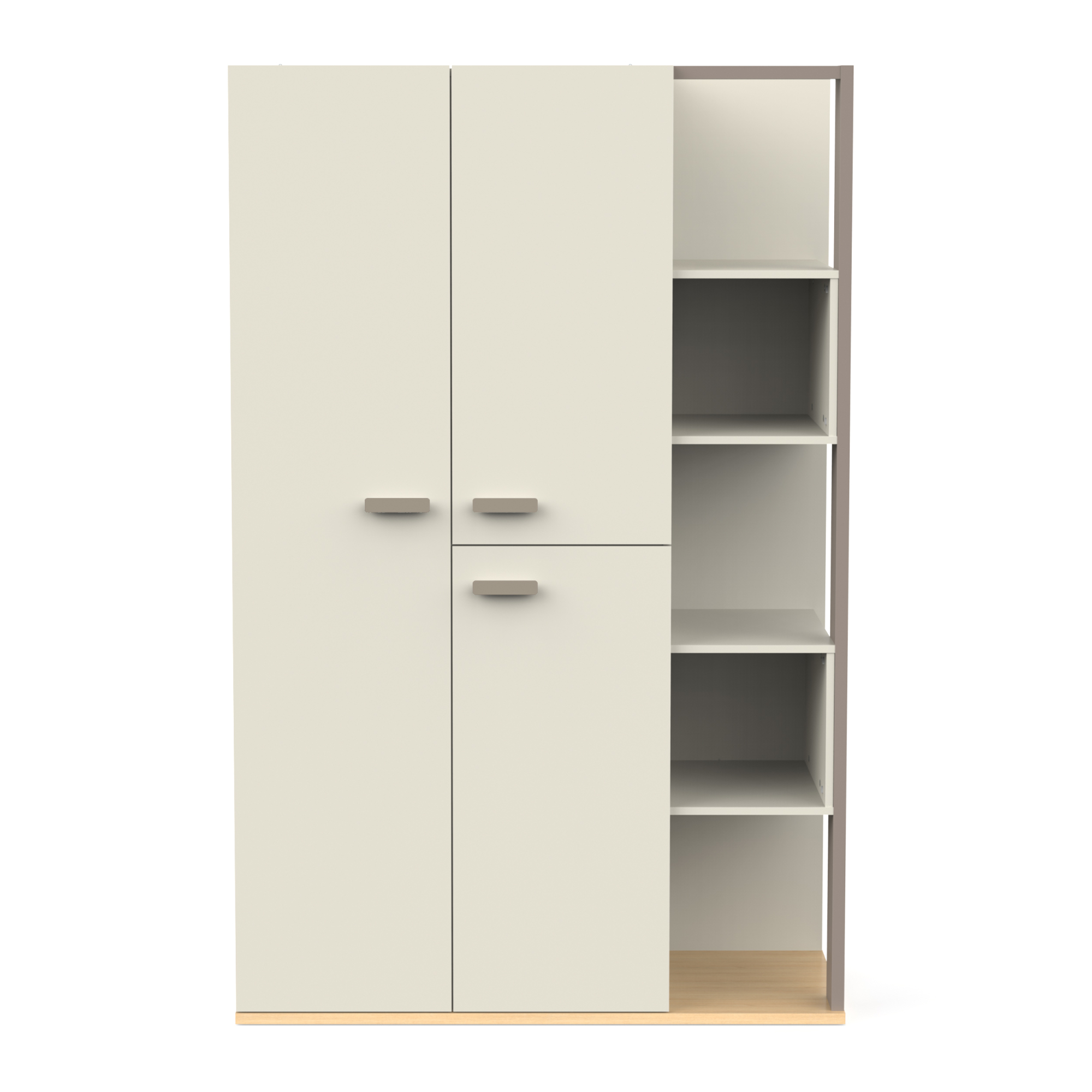 Wardrobe 3 doors 5 niches - DEMEYERE - Model CAMILLIA - Grey - 119.7 x 51.5 x 186.9 cm