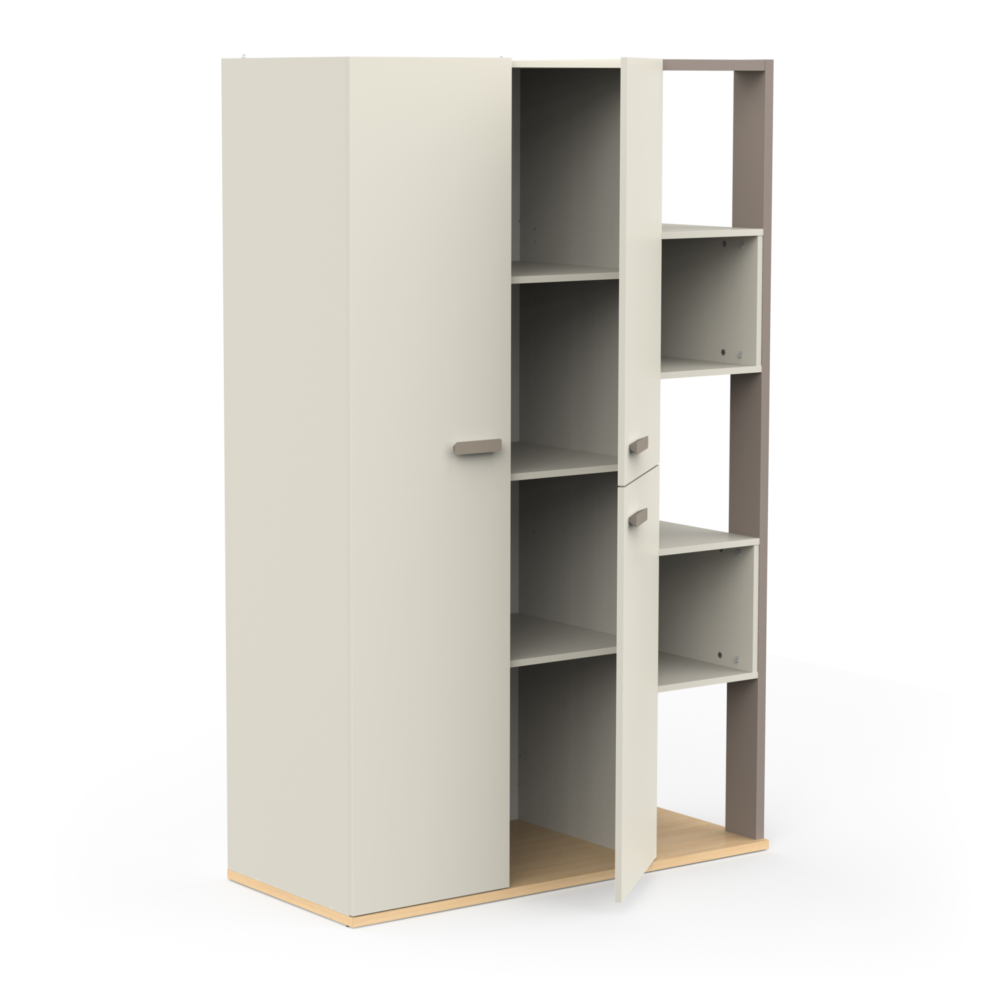 Wardrobe 3 doors 5 niches - DEMEYERE - Model CAMILLIA - Grey - 119.7 x 51.5 x 186.9 cm