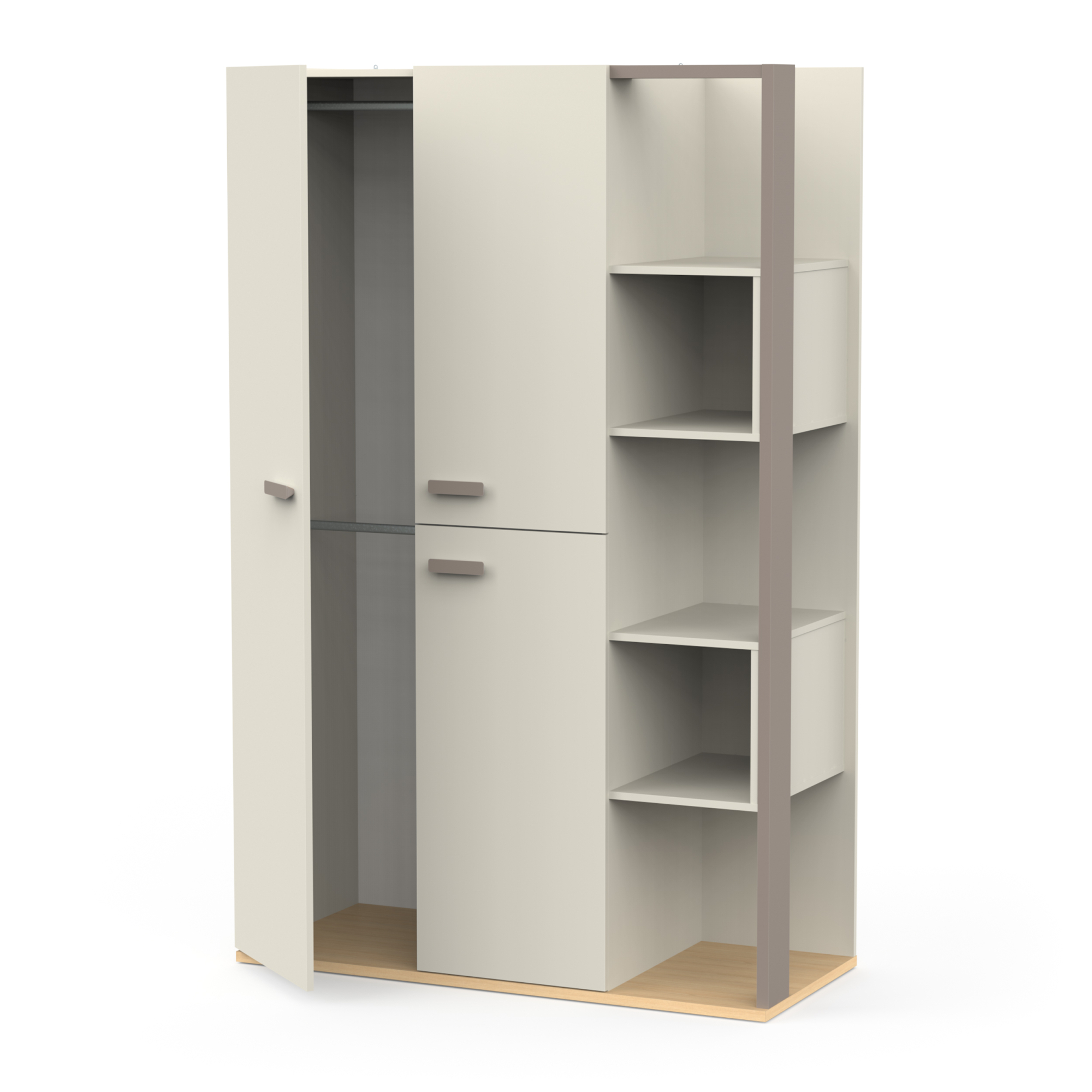 Wardrobe 3 doors 5 niches - DEMEYERE - Model CAMILLIA - Grey - 119.7 x 51.5 x 186.9 cm