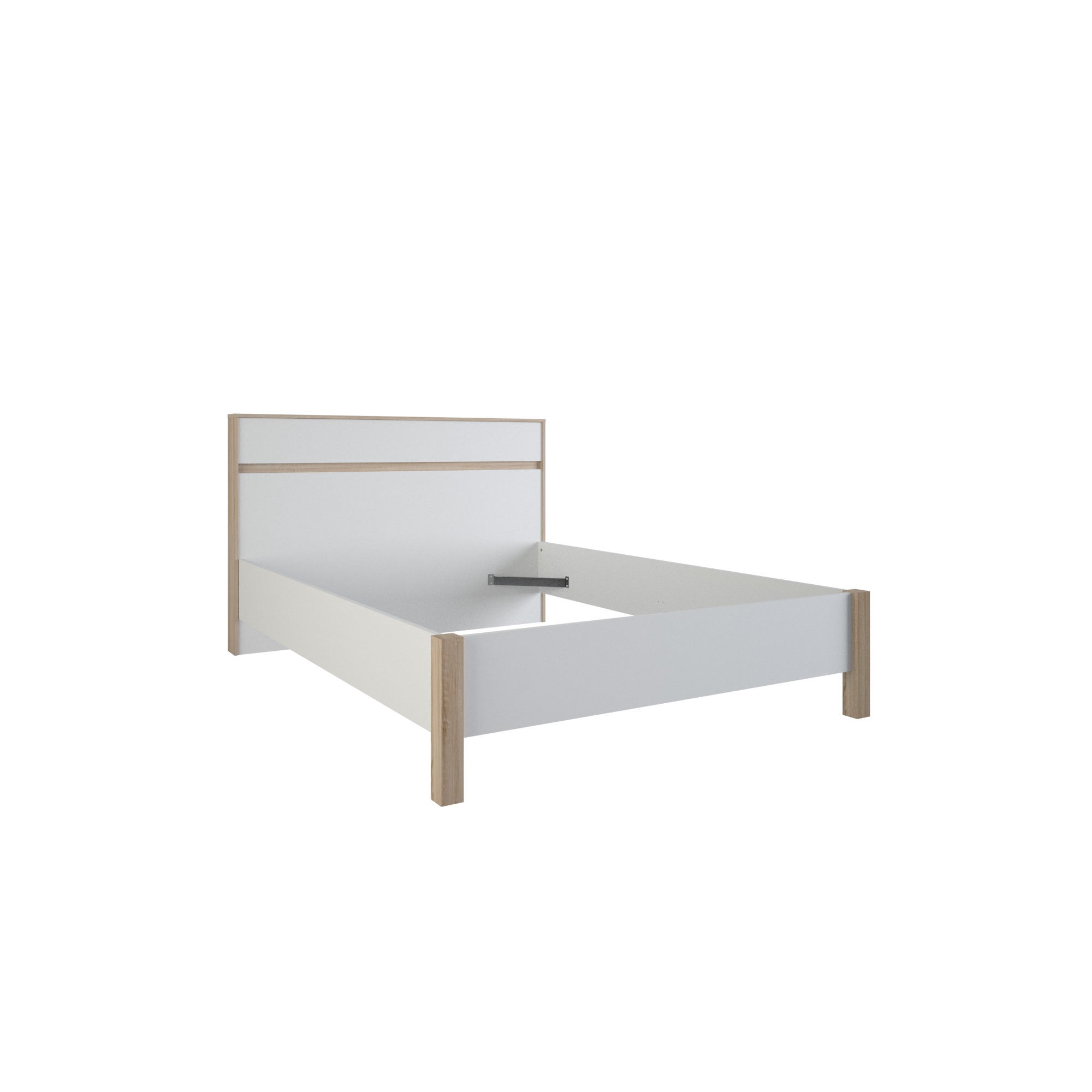 Lit adulte - DEMEYERE - Modèle SELENA - Gris - Pieds carrés MDF - 140 x 190 cm