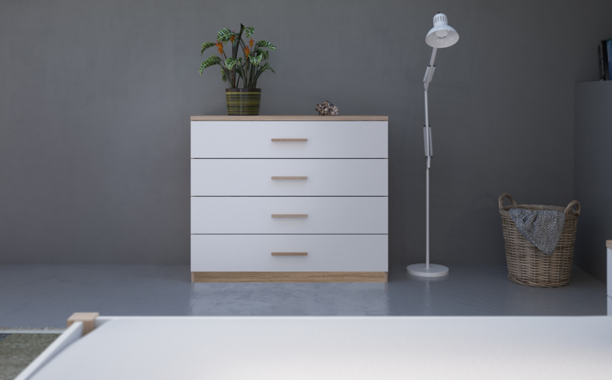 Commode met 4 laden - DEMEYERE - Model SELENA - Grijs - 100 x 41.6 x 84.7 cm