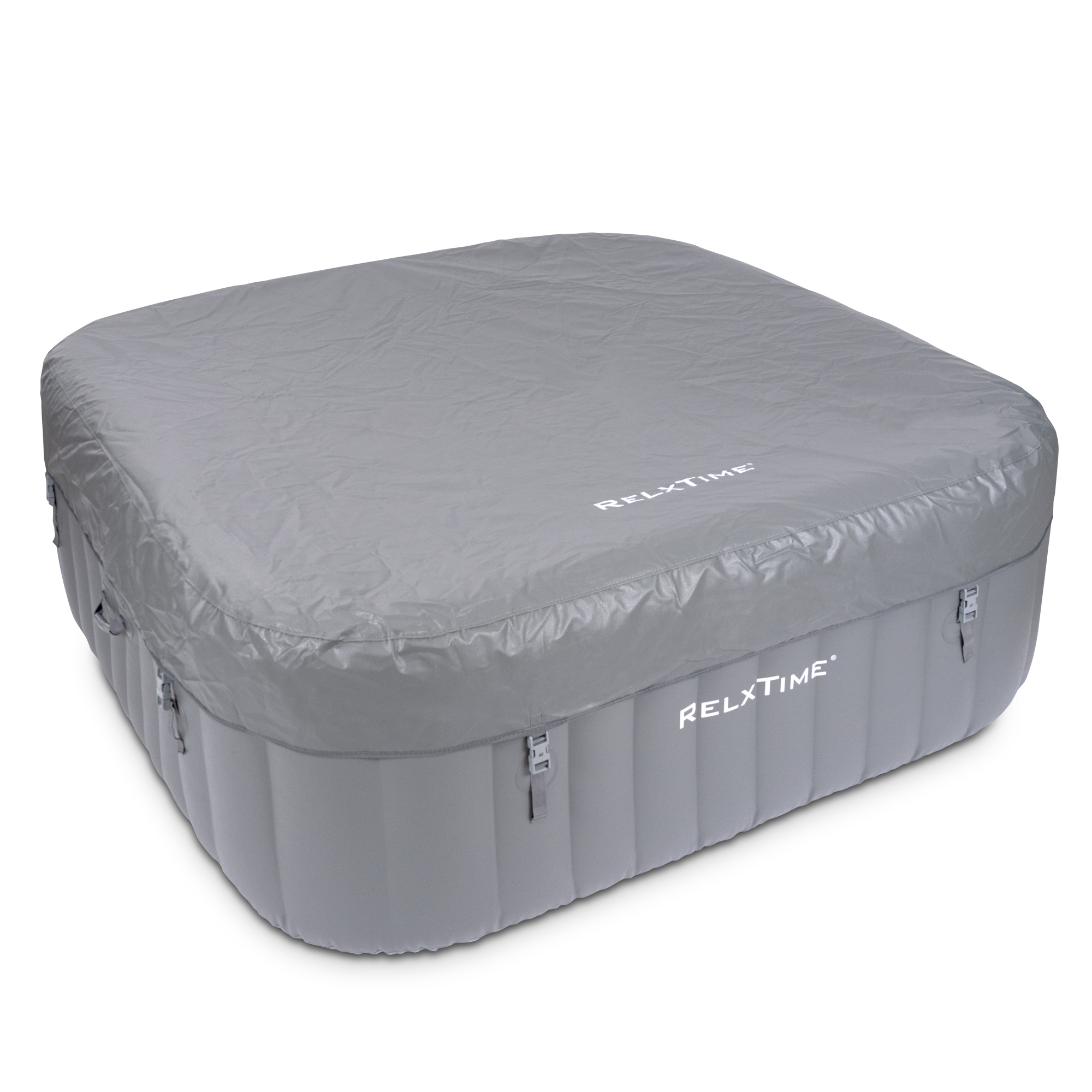 Spa gonflable 6 places carré - RELXTIME - 130 Jets - Gris - Filtre et bâche inclus