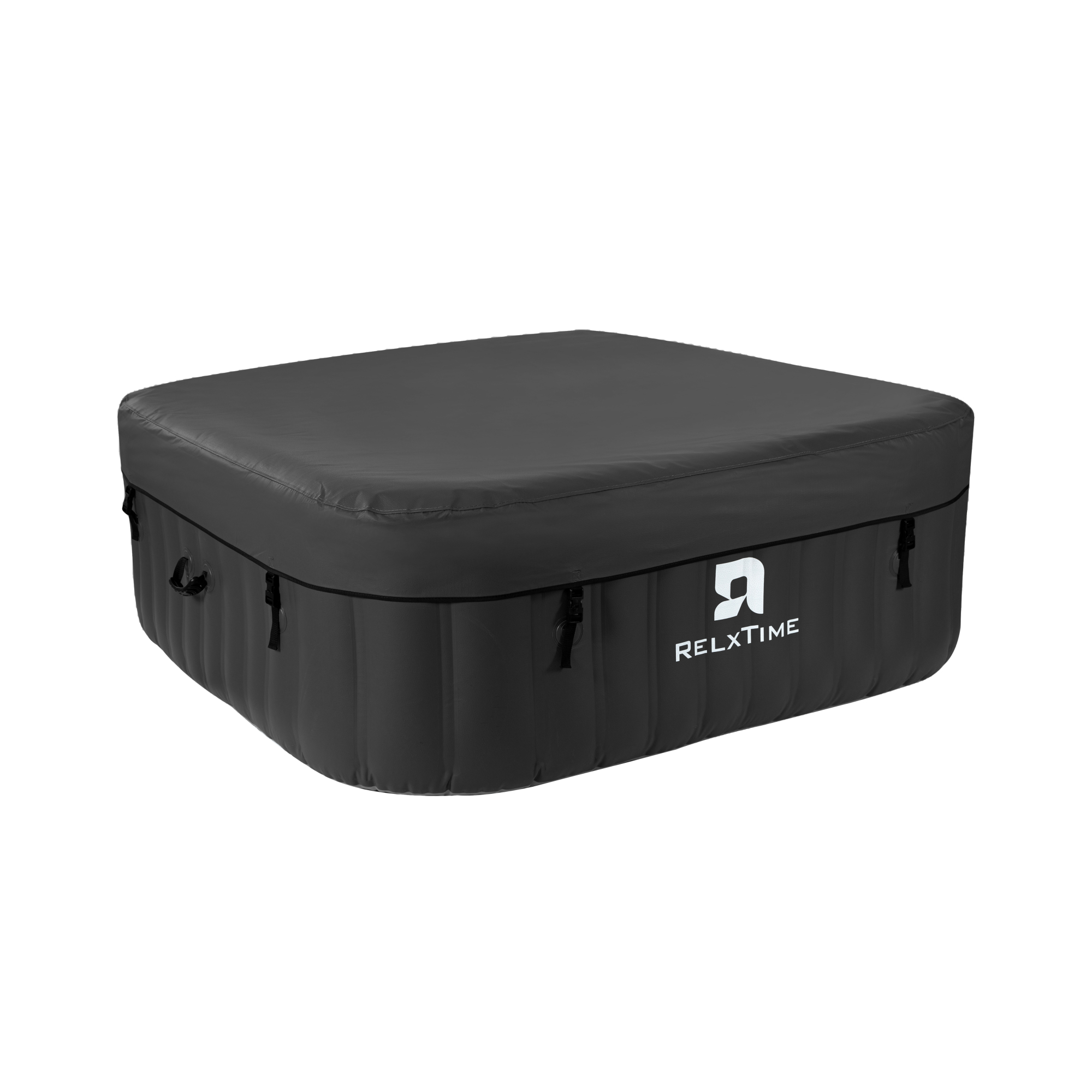 Spa gonflable 4 places carré - RELXTIME - 130 Jets - Noir - Filtre et bâche inclus