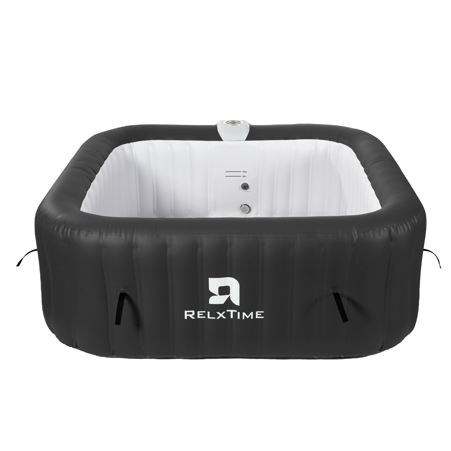 Spa gonflable 6 places carré - RELXTIME - 130 Jets - Noir - Filtre et bâche inclus