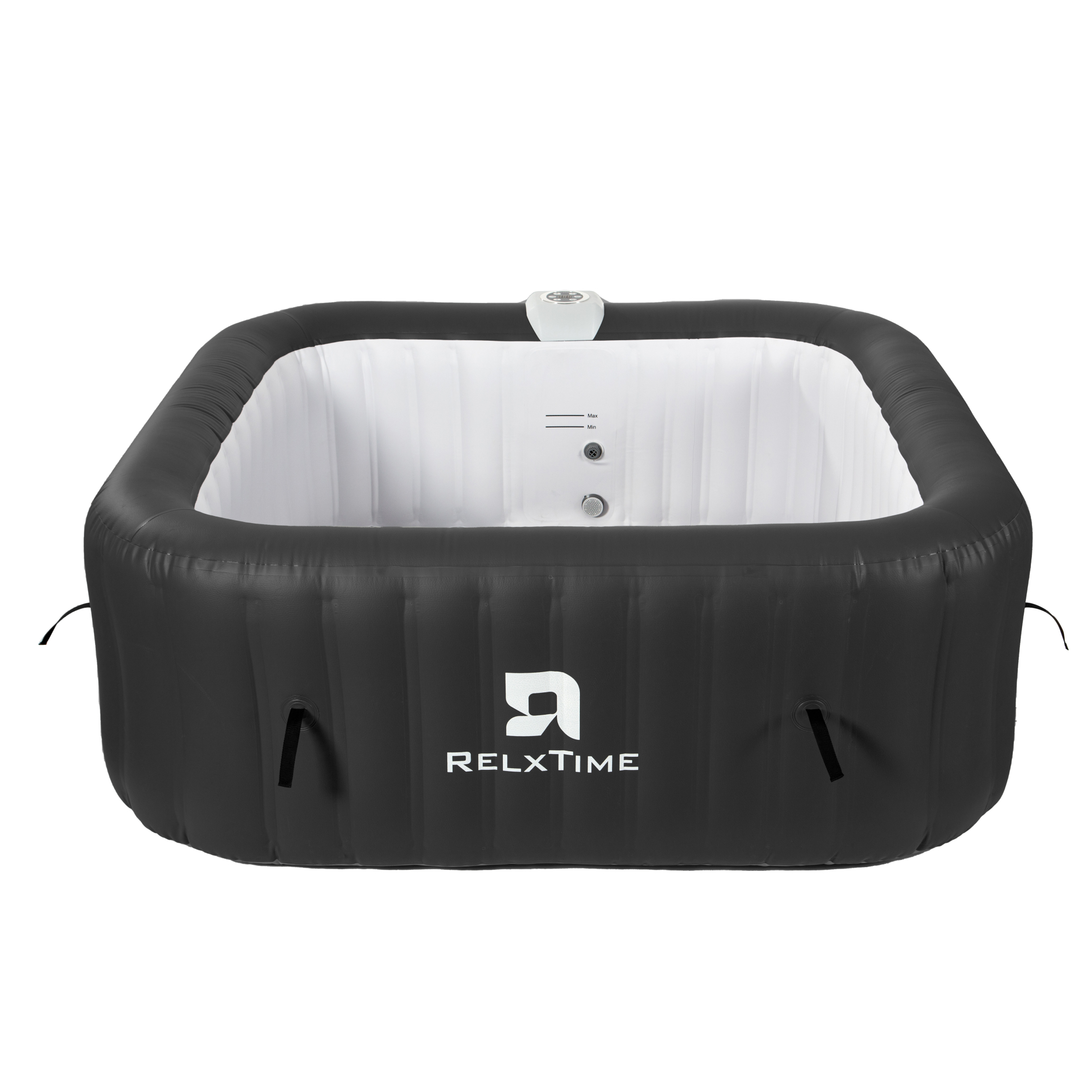 Spa gonflable 6 places carré - RELXTIME - 130 Jets - Noir - Filtre et bâche inclus