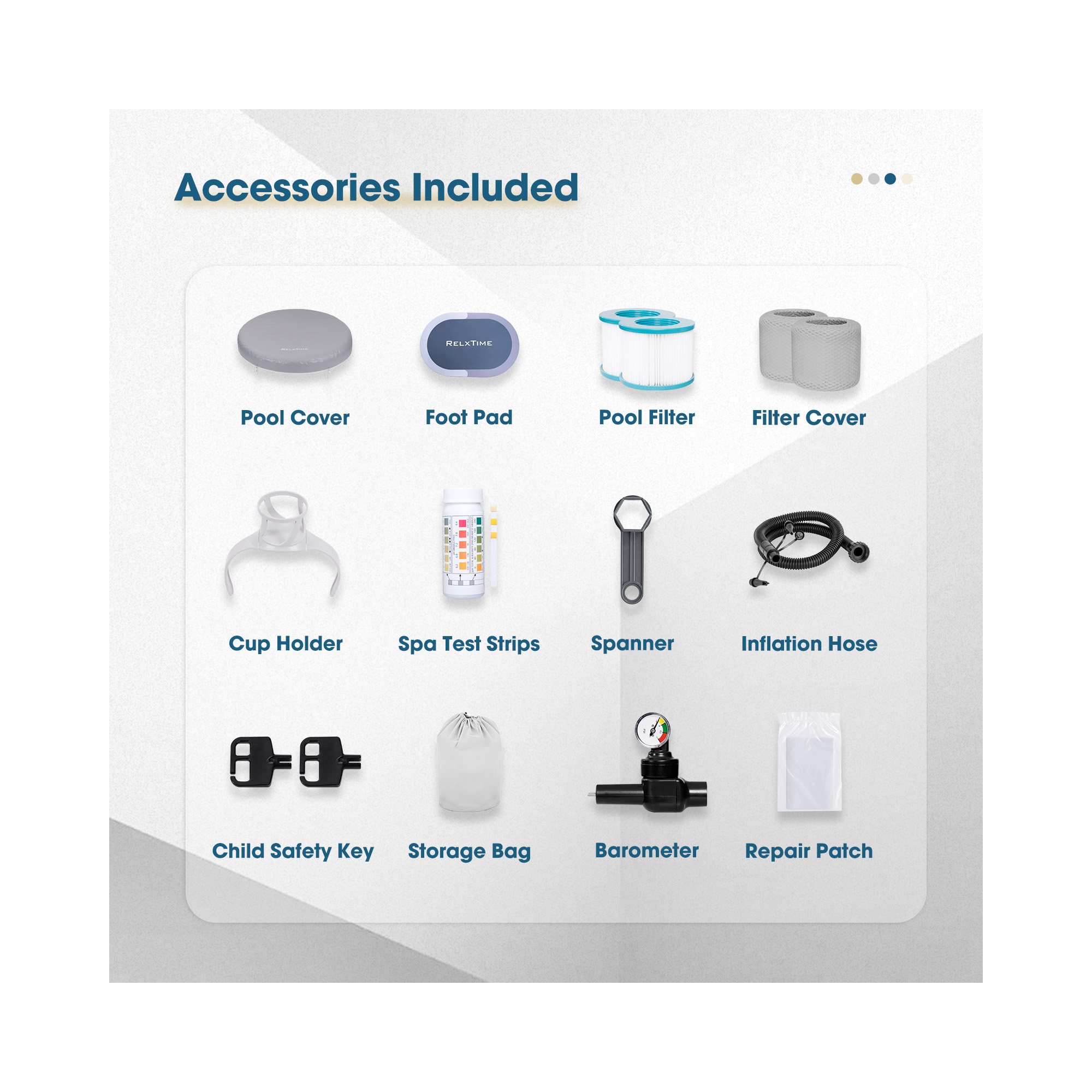 Spa gonflable 4 places carré - RELXTIME - 110 Jets - Noir - Filtre et bâche inclus