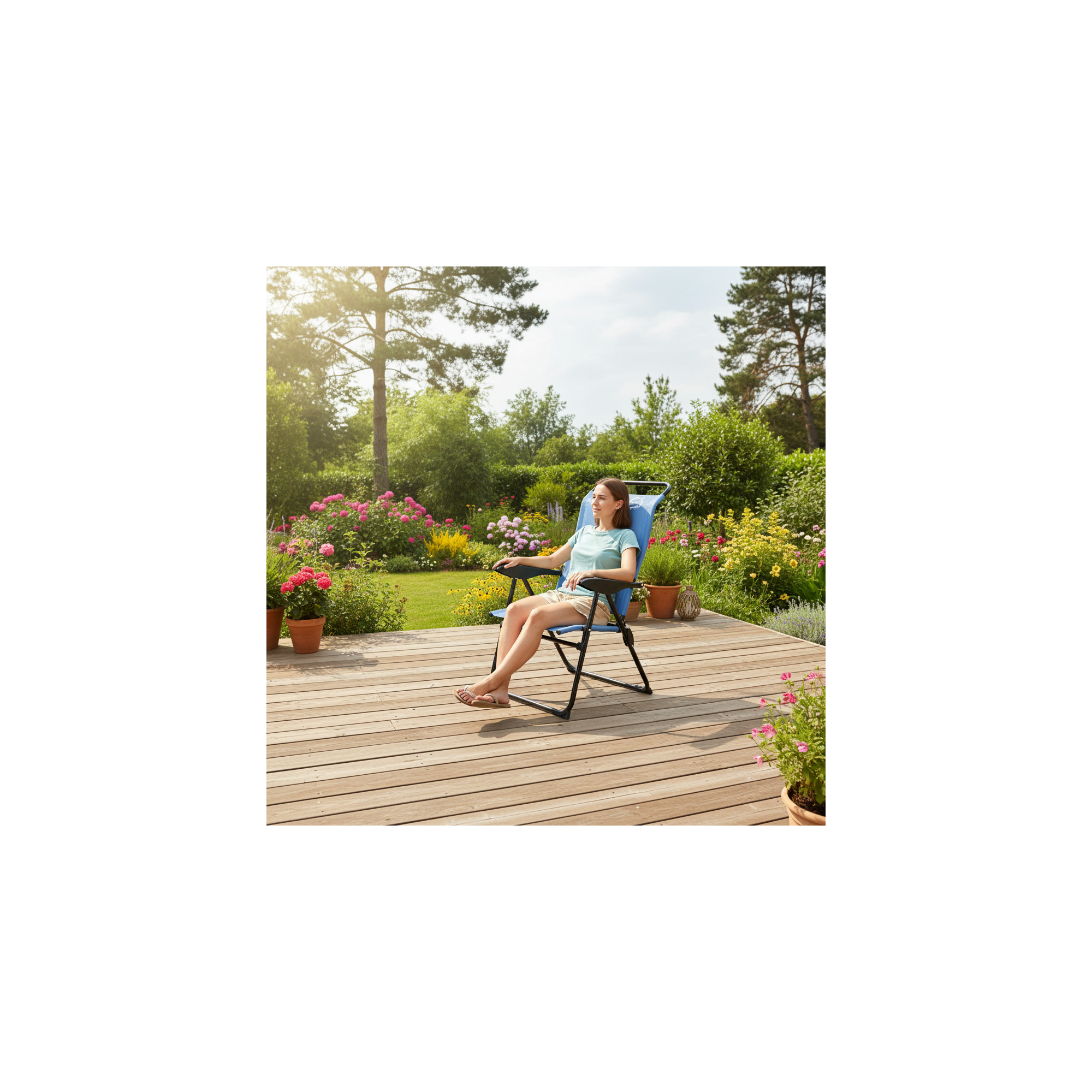 O'Camp Inklapbare campingstoel met 5 standen - - Blauw - Afmetingen: 70 x 62 x 105 cm