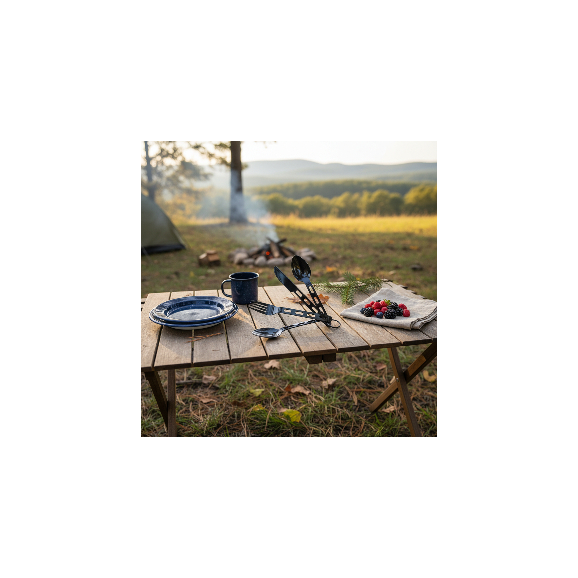 O'camp camping bestekset - Staal - Sleutelhanger