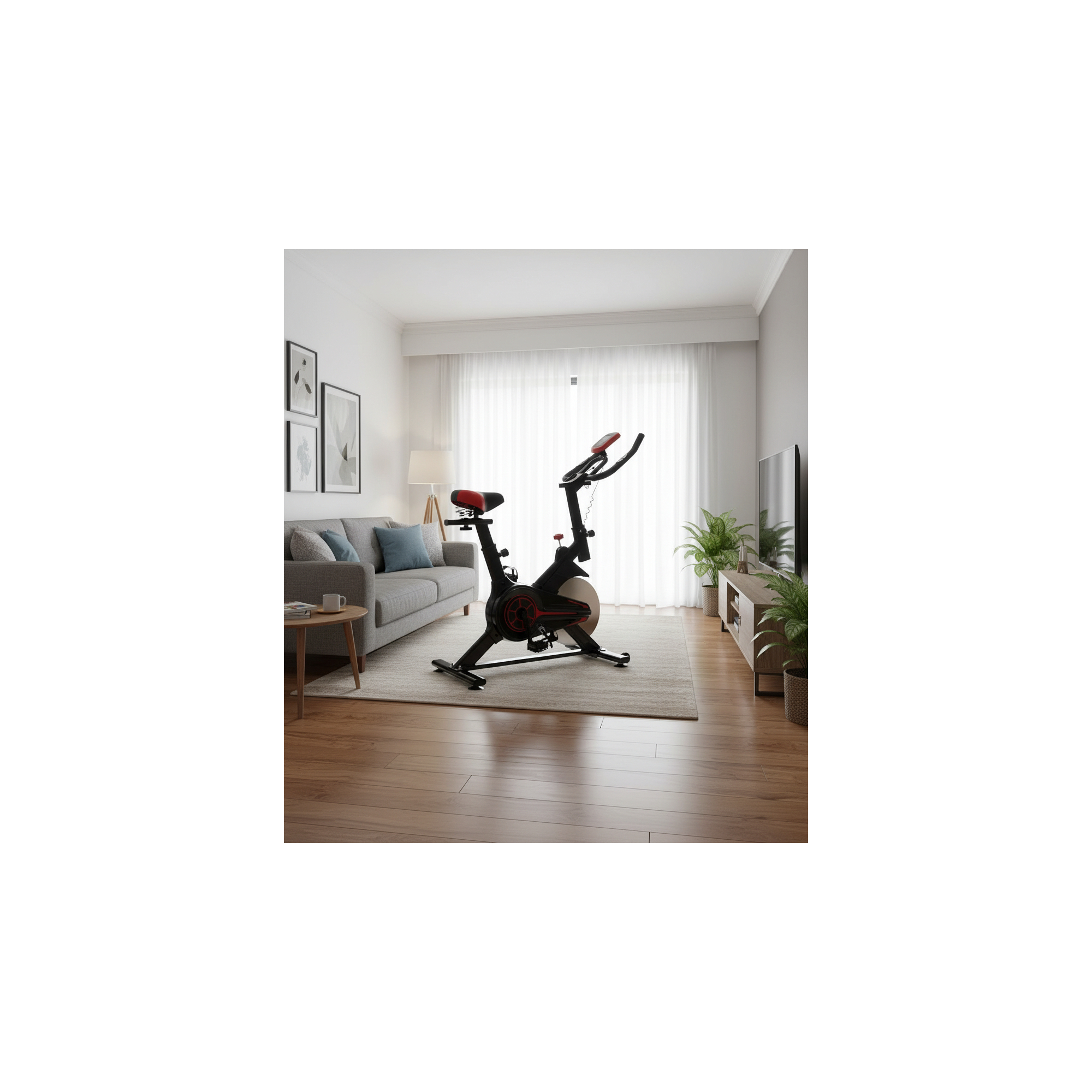 Vélo d'appartement spinning - O’Fitness - Compteur 5 fonctions - Roue d'intertie : 6 Kg