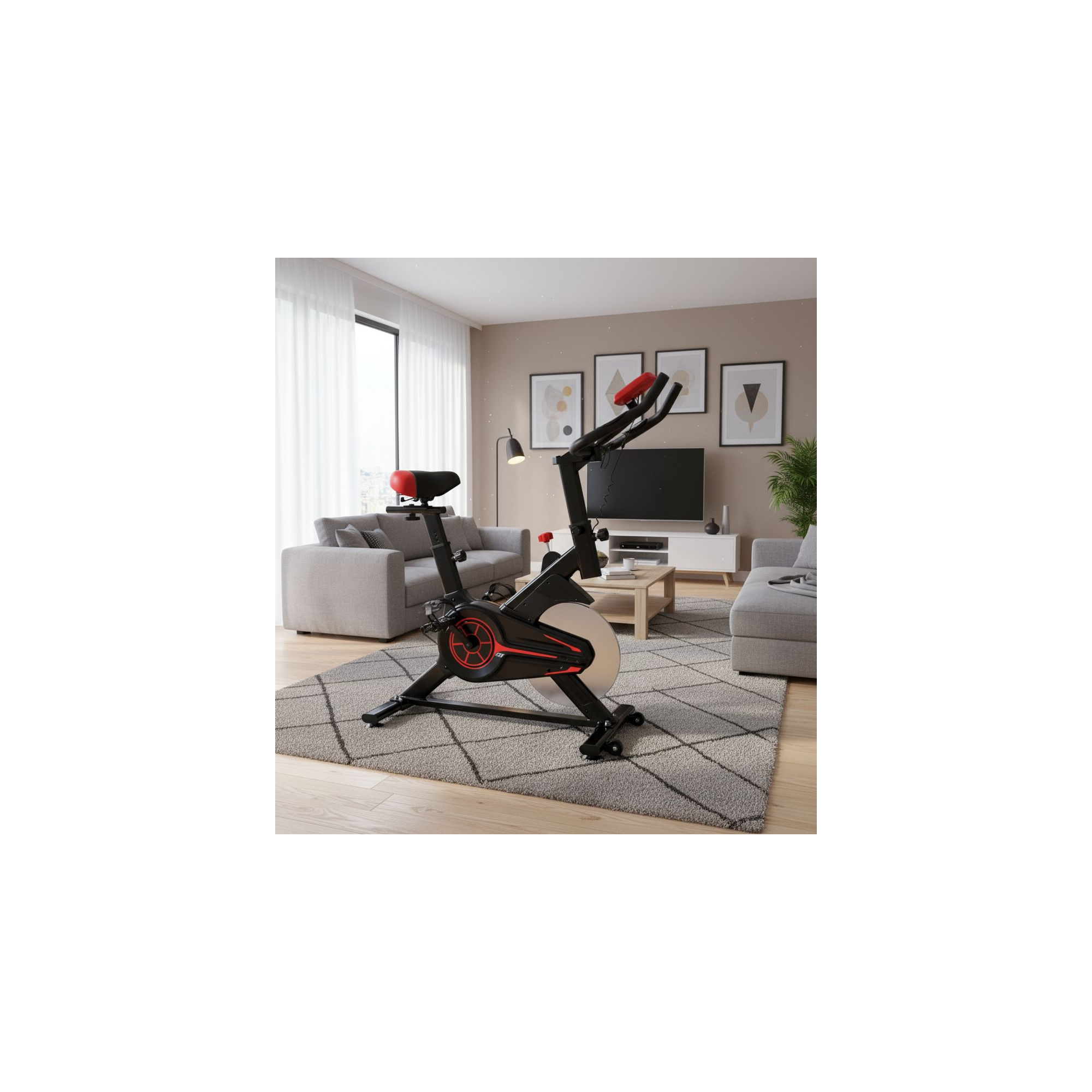 Vélo d'appartement spinning - O’Fitness - Compteur 5 fonctions - Roue d'intertie : 6 Kg