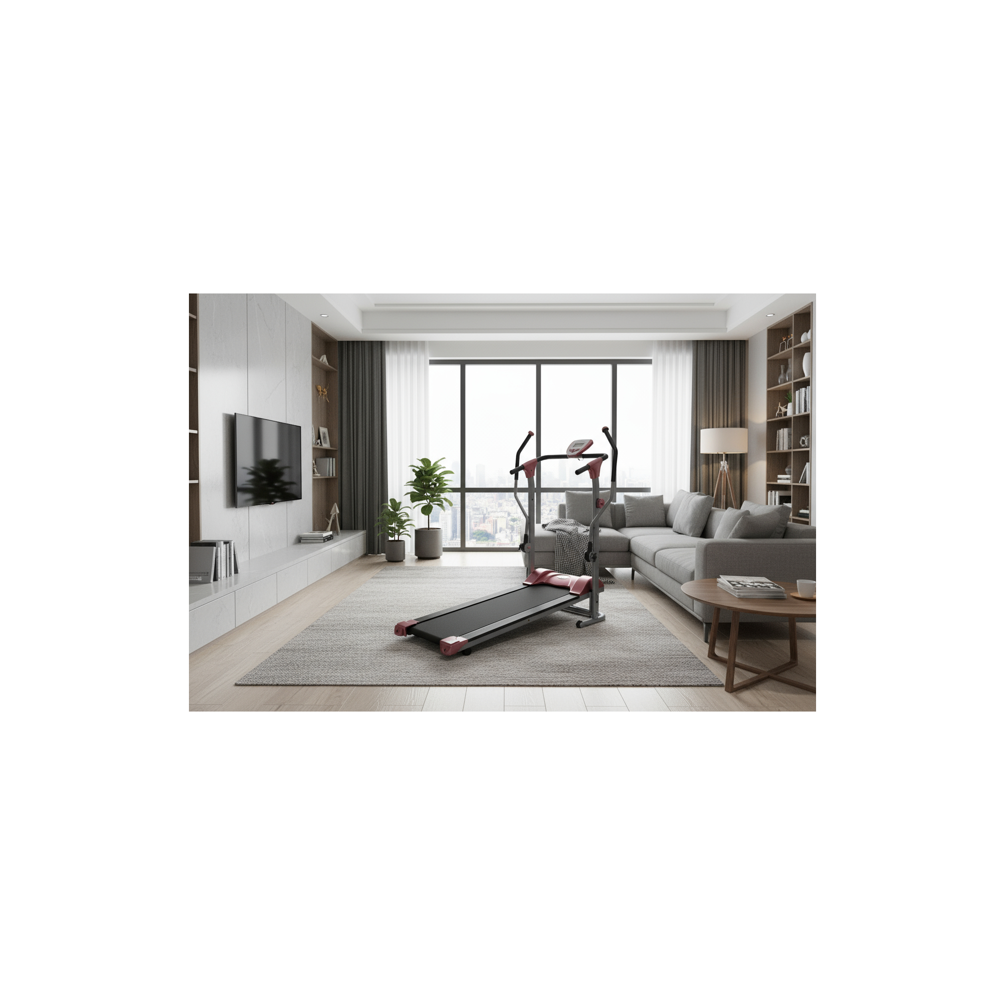 Magnetische loopband met 2-in-1 arm - O'Fitness - Thuis/Appartement - teller met 5 functies