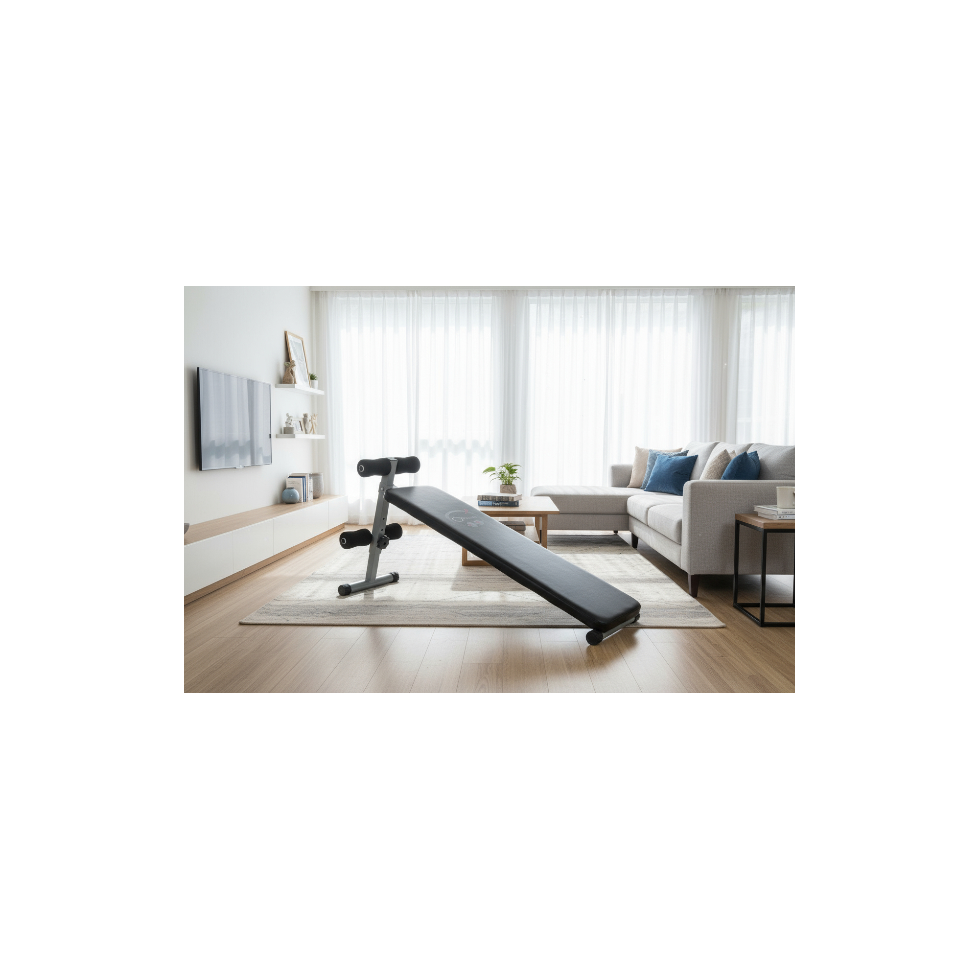 Planche à abdominaux O'Fitness - Dimensions : 137 x 33,5 x 73 cm - Idéal pour une activité physique à la maison