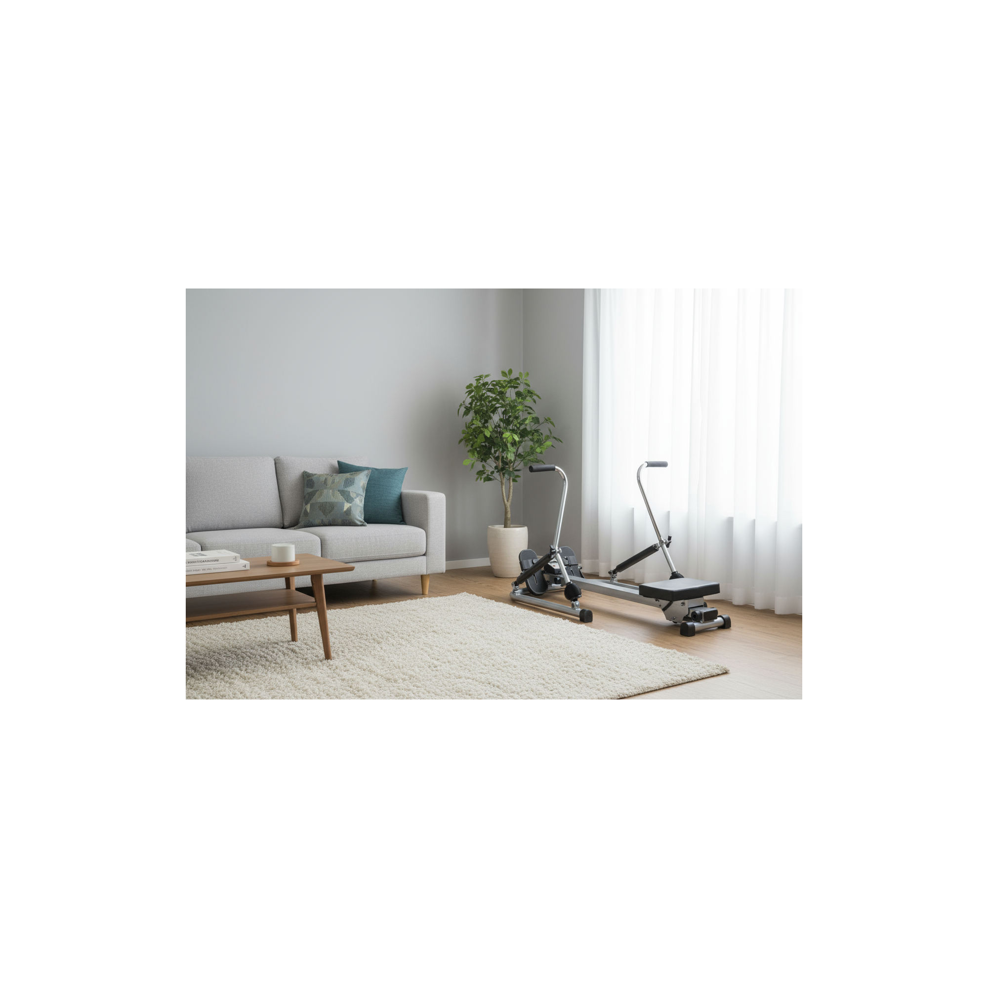 Rameur d'appartement scandinave - O'fitness - Compteur 5 fonctions - En acier