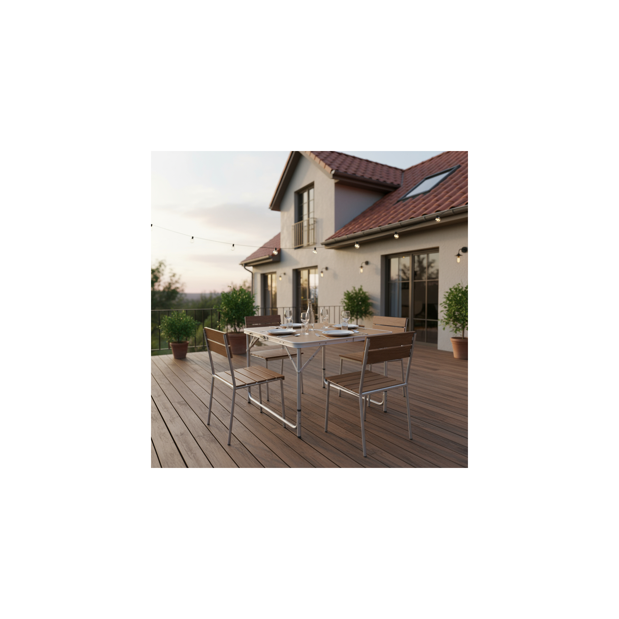 O'Camp 4-persoons opvouwbare campingtafel - - Koffervorm - Afmetingen: 80 x 60 x 70 cm