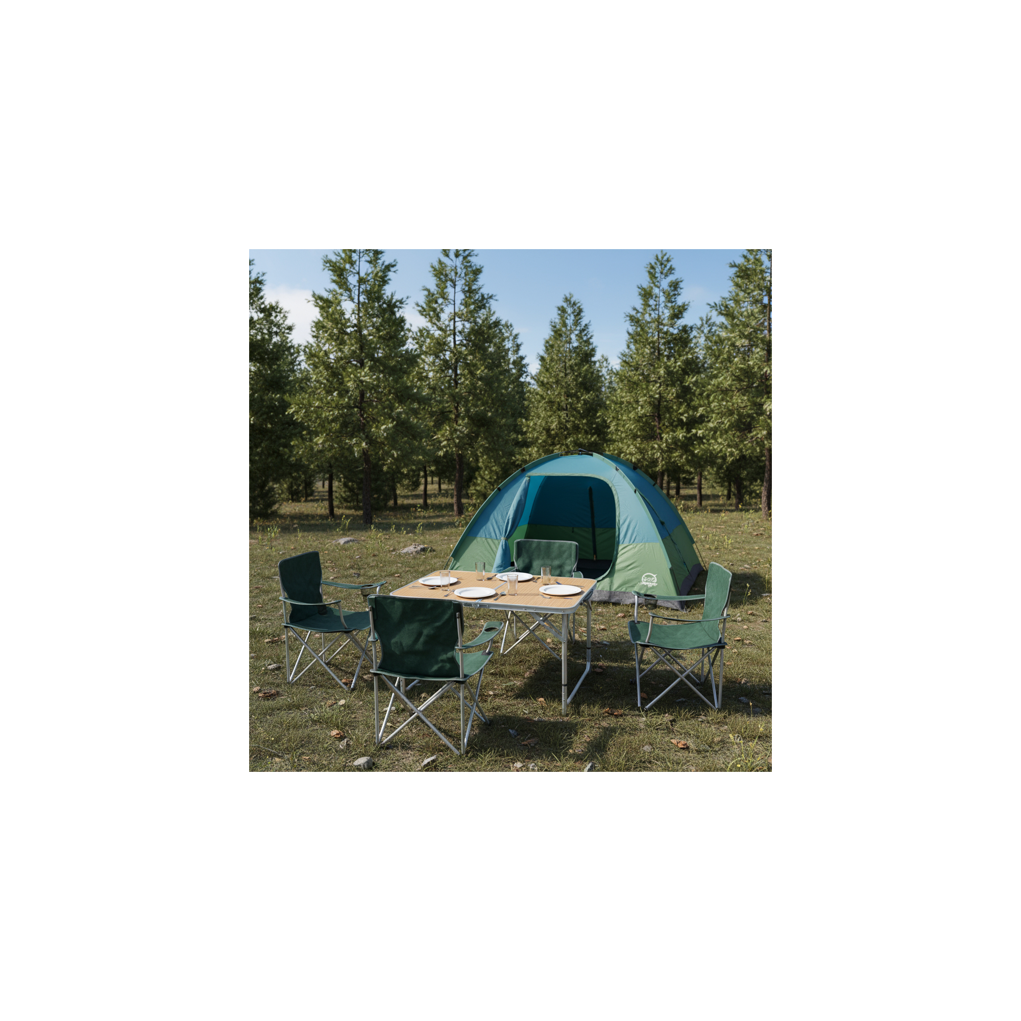 Zusammenklappbarer Campingtisch für 6 Personen - O'Camp - Kofferform - Abmessungen: 120 x 60 x 70 cm