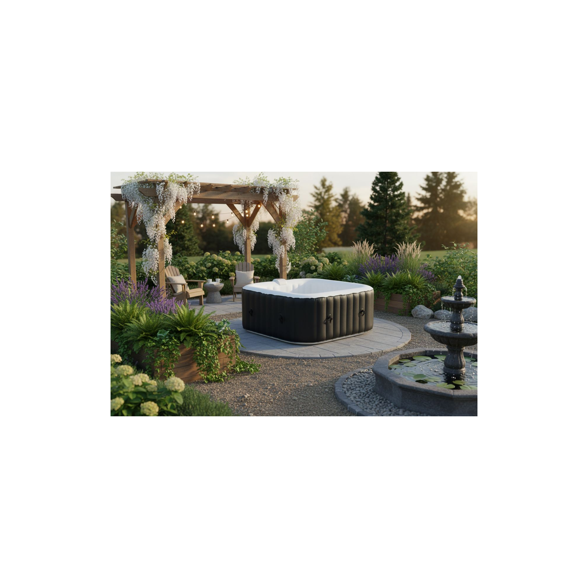 Spa gonflable 4 places carré - Ospazia - Dimensions : 155 x 155 cm - Filtre et bâche inclus