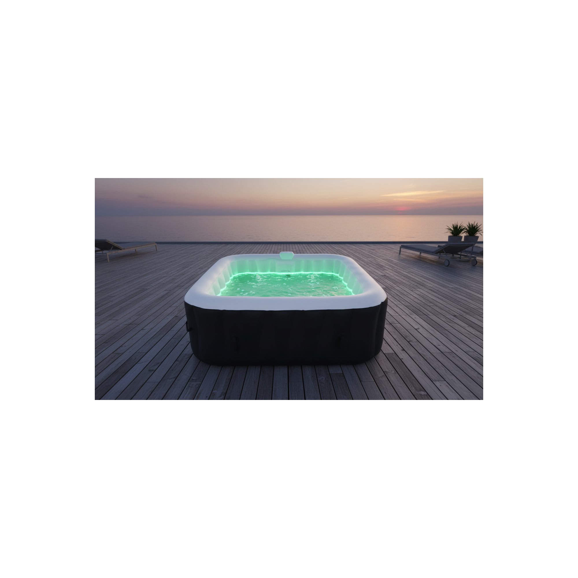Vierkante 6-persoons opblaasbare spa - Sunspa - Inclusief LED hoofdband - Afmetingen : 185 x 185 cm