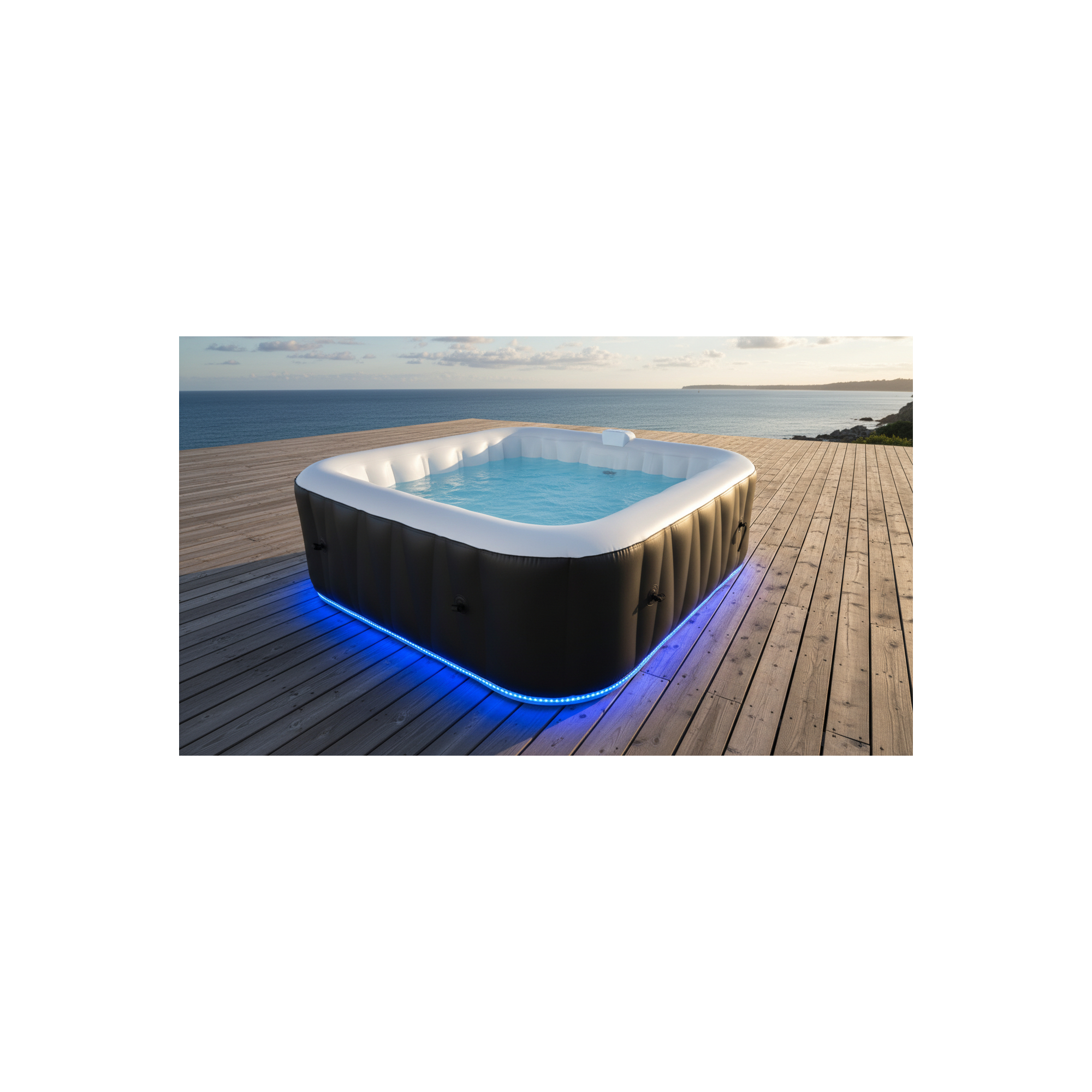 Vierkante 6-persoons opblaasbare spa - Sunspa - Inclusief LED hoofdband - Afmetingen : 185 x 185 cm