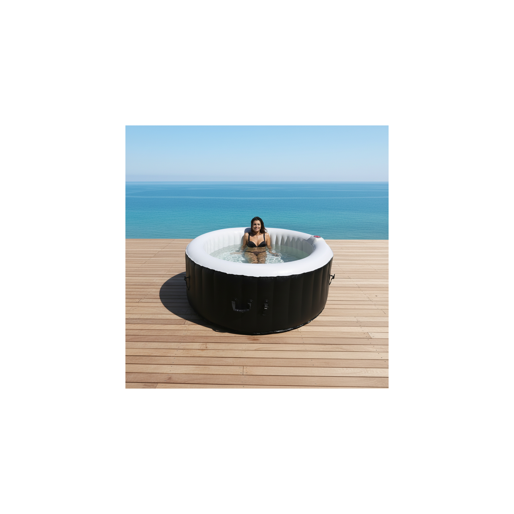 4-seater round inflatable spa Ospazia - Diameter: 185 cm - Filter and cover included