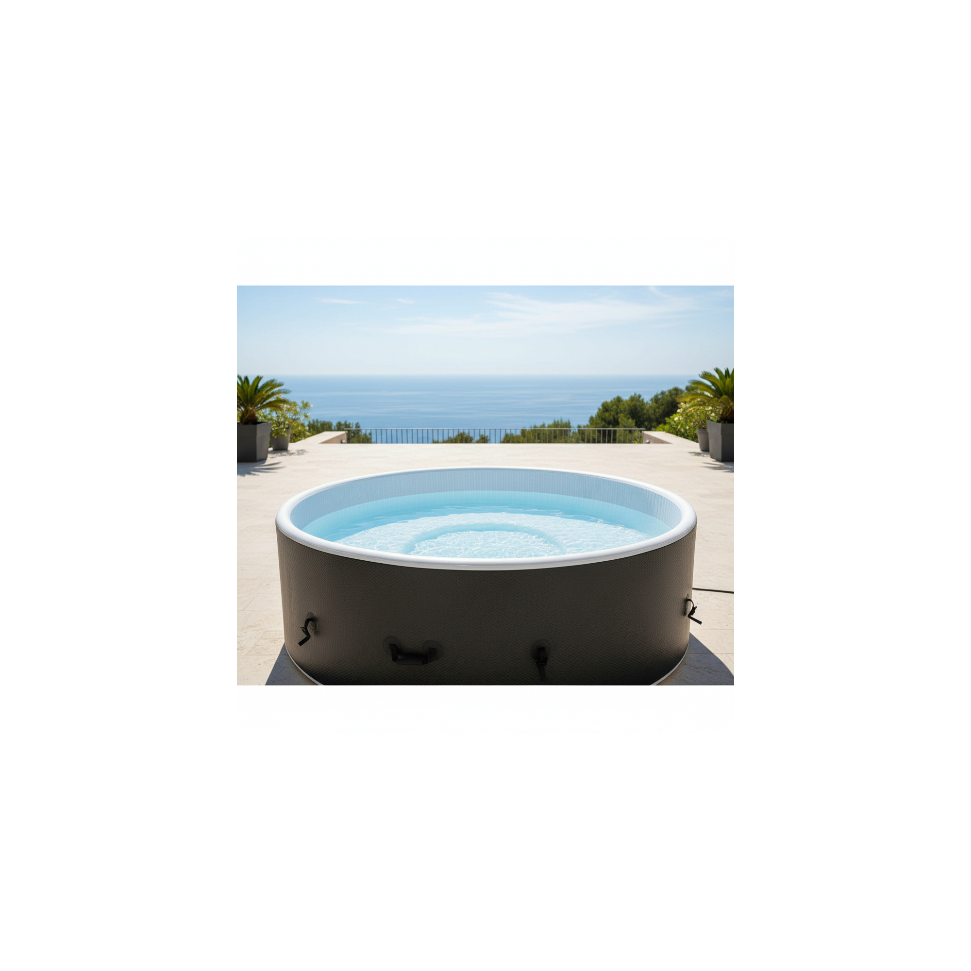 Aufblasbarer Whirlpool für 6 Personen, rund, aus Dropstitch - Ospazia - Durchmesser: 200 cm - inkl. Filter und Abdeckplane