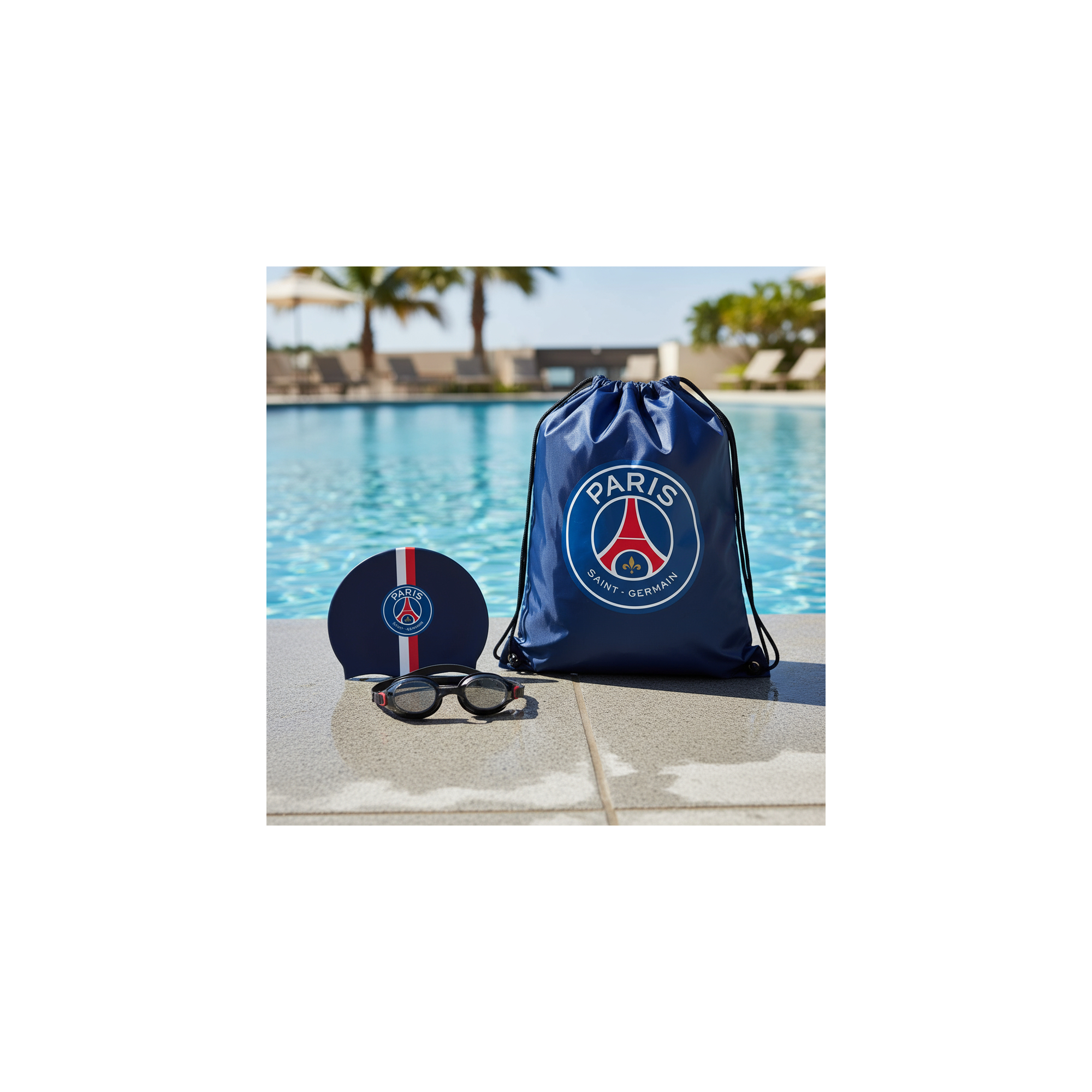 Zwembad accessoires set - Paris Saint Germain - Pet + Bril + Tas