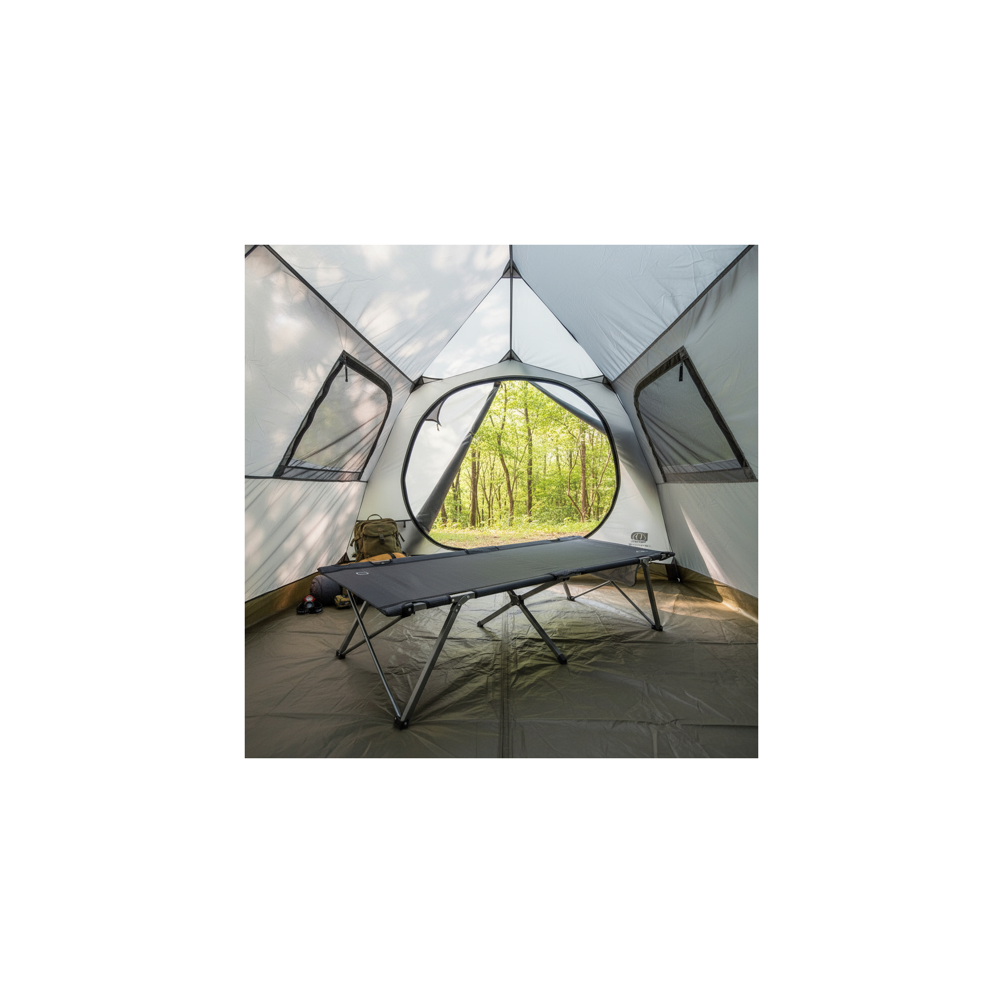 Zusammenklappbares Feldbett - O'camp - Mit Transporttasche - Schwarz - Abmessungen 207 x 75 x 50 cm