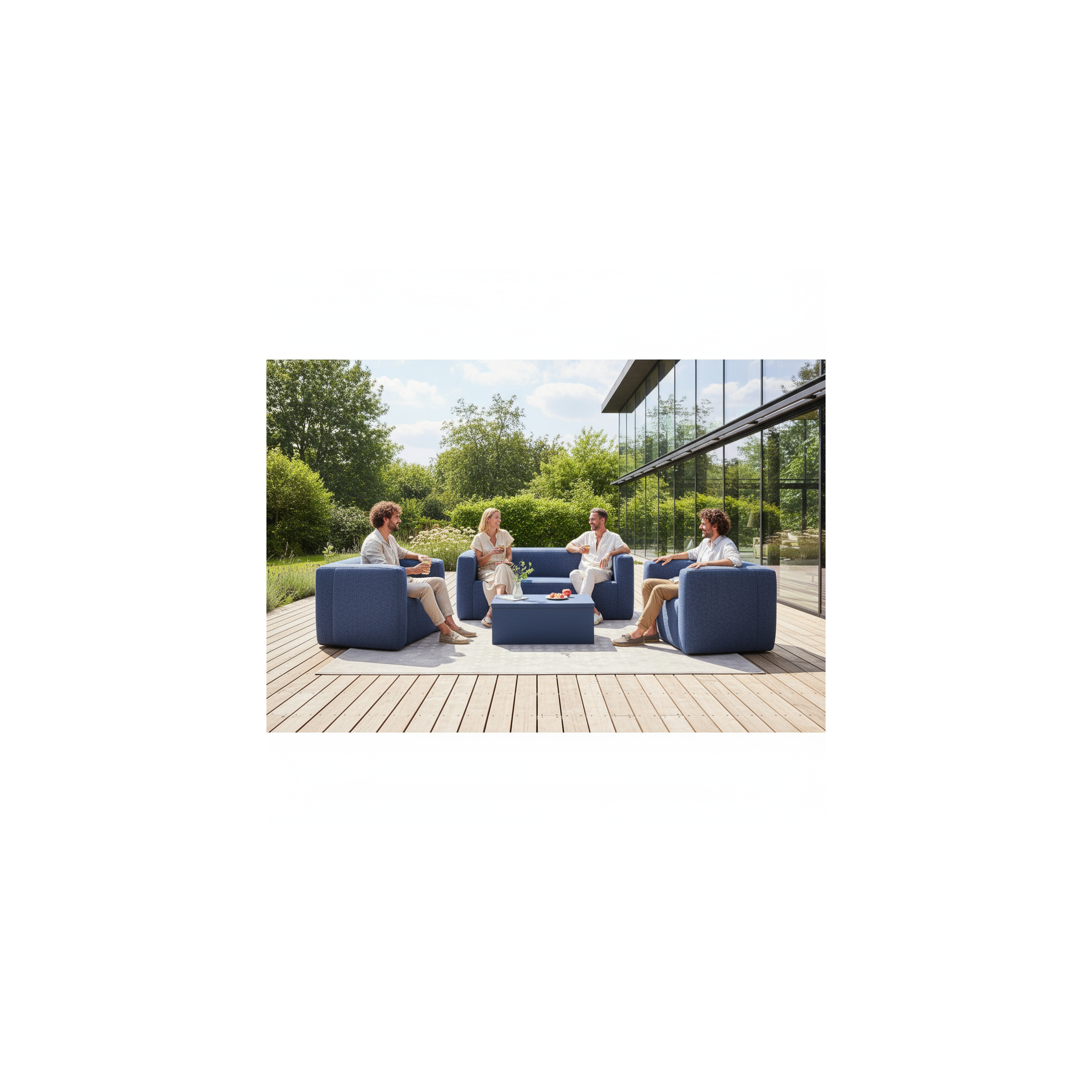 Opblaasbare lounge 5 zits - Terracotta - Binnen en buiten - Blauw