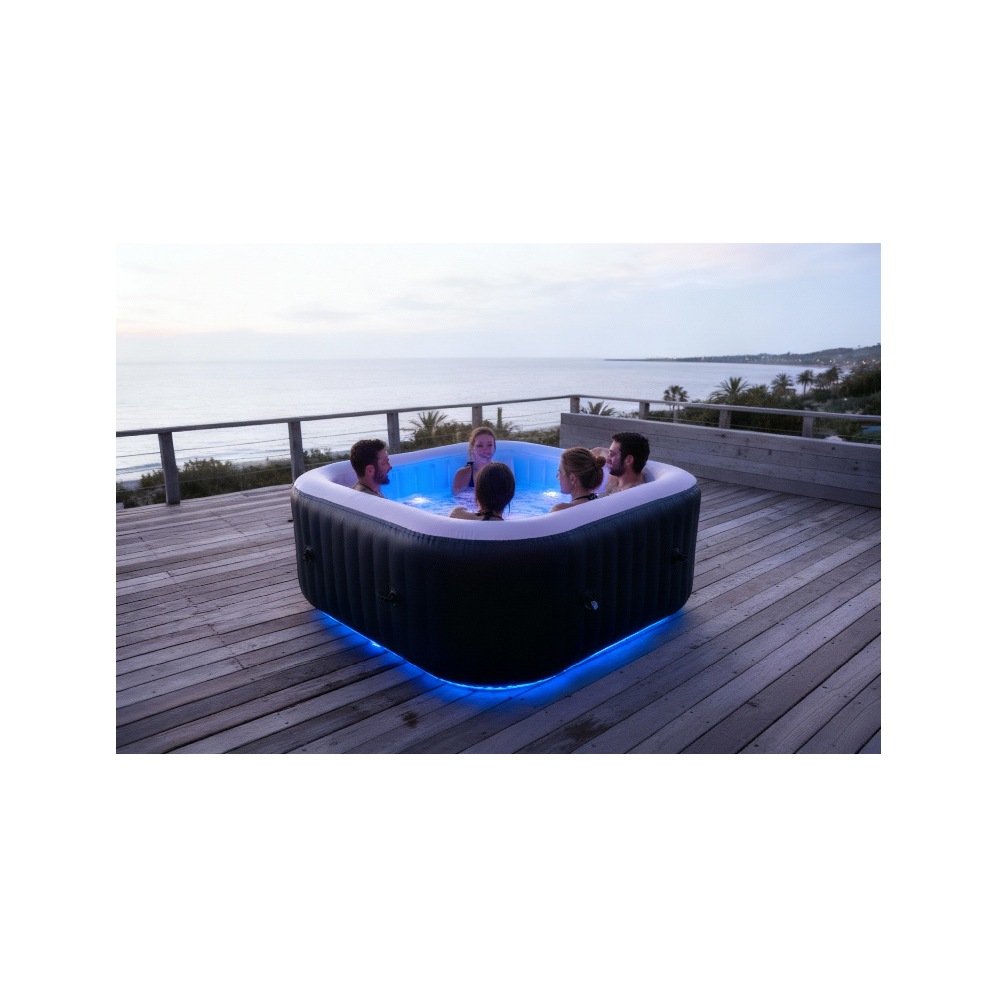 Vierkante 6-persoons opblaasbare spa - Sunspa - Inclusief LED hoofdband - Afmetingen : 185 x 185 cm