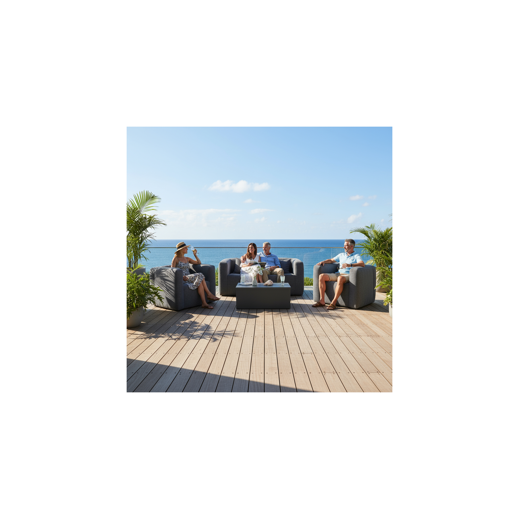 Tafel coffre Terracotta - Openklapbaar blad - Binnen en buiten - Kleur donkergrijs